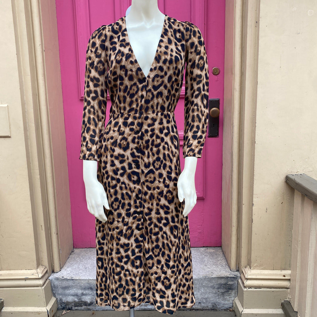 Reformation leopard print long sleeve dress size 0