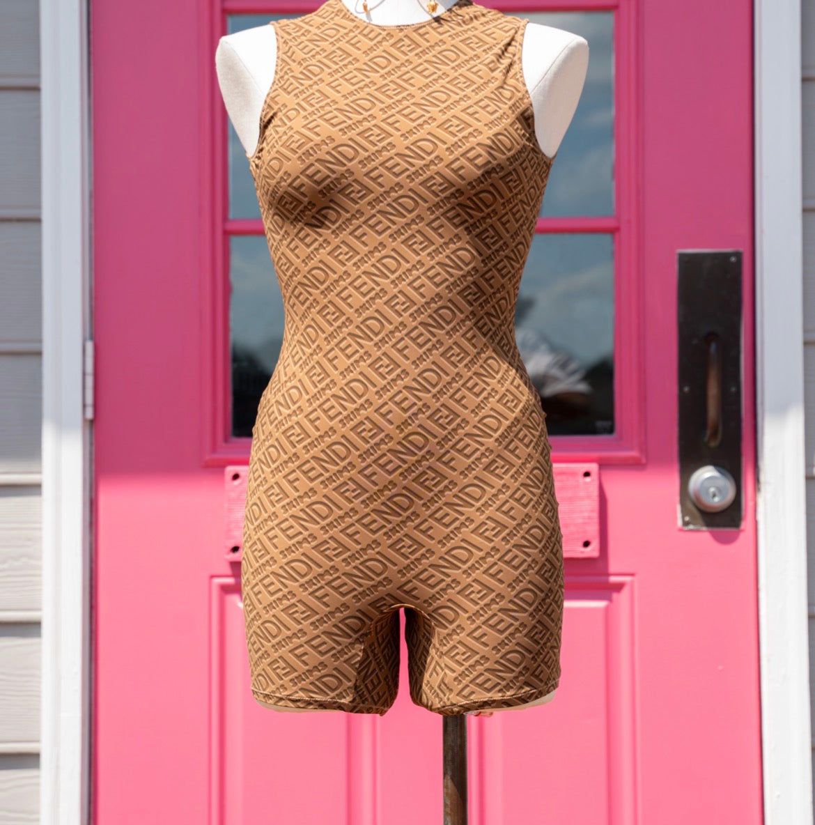 Fendi x Skims sleeveless mid thigh bodysuit size S NWT
