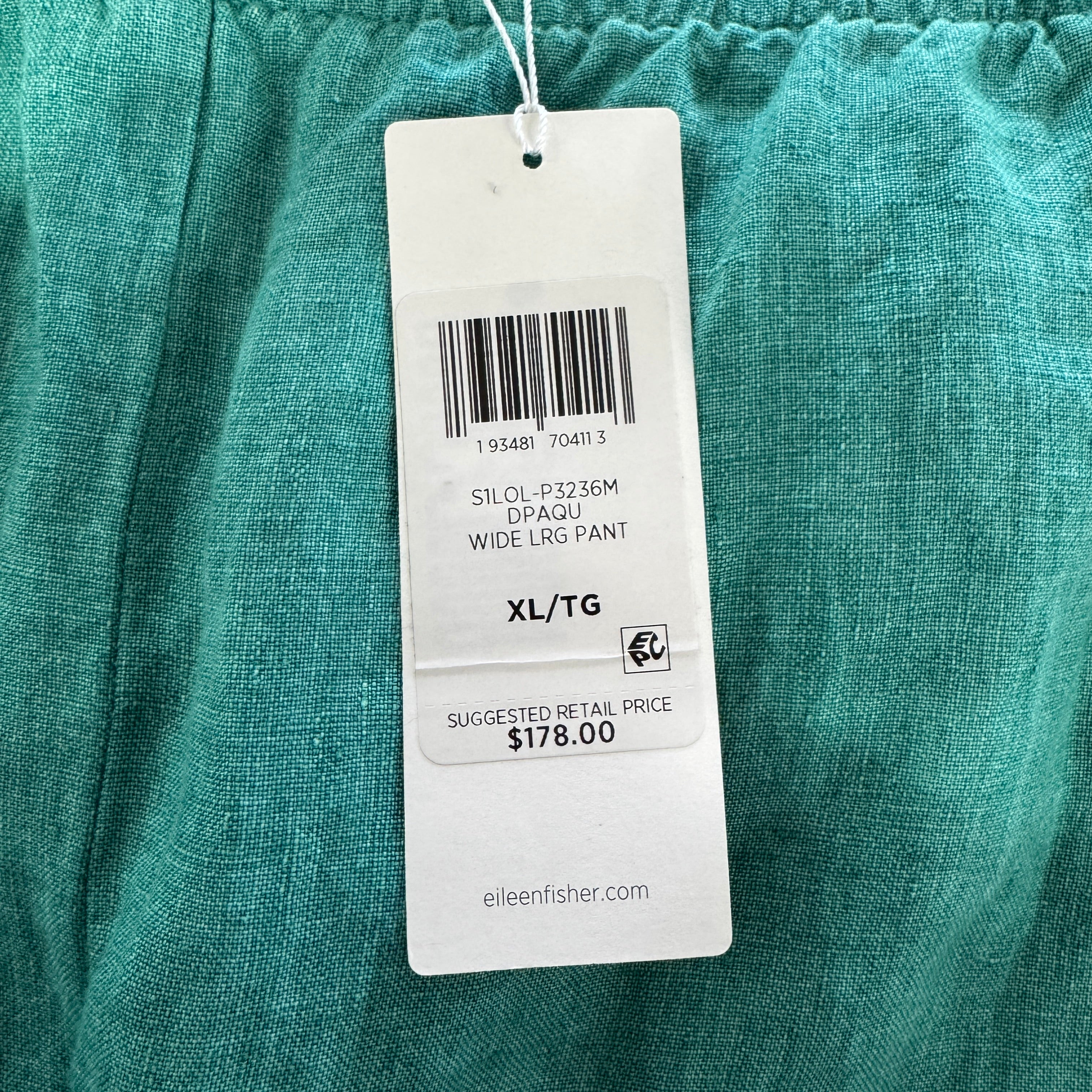 Eileen Fisher green wide leg pants size XL NWT
