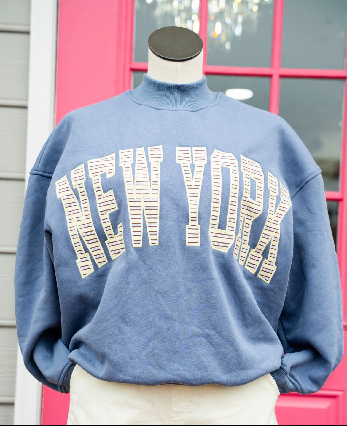 Altar'd State blue New York pullover size XS NWT