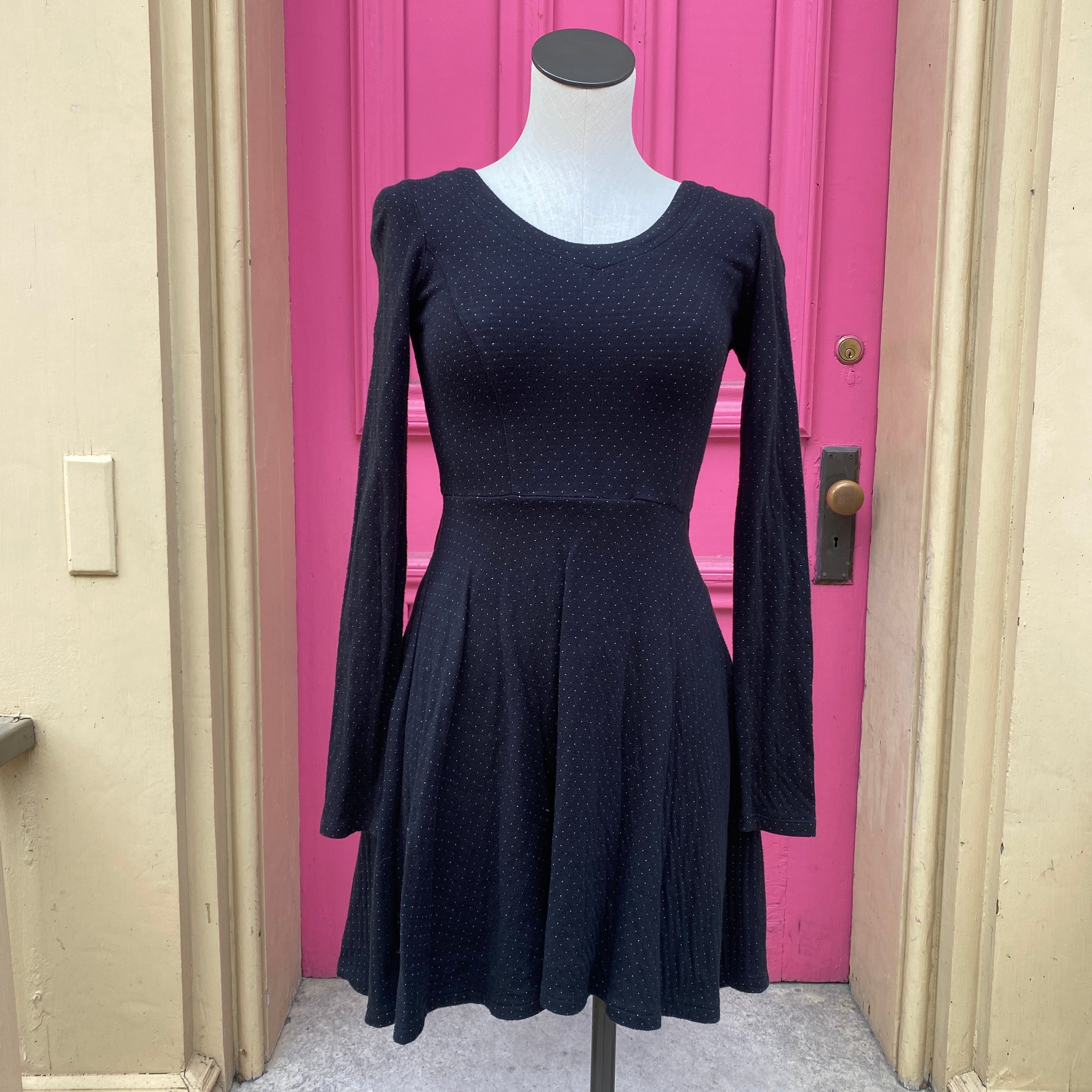 Free People black white polka dot long sleeve dress size XS