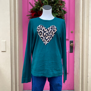 J crew red clearance sweater with leopard heart