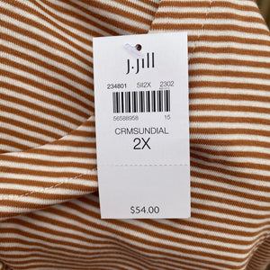 J.Jill brown cream striped long sleeve top size 2X New With Tags