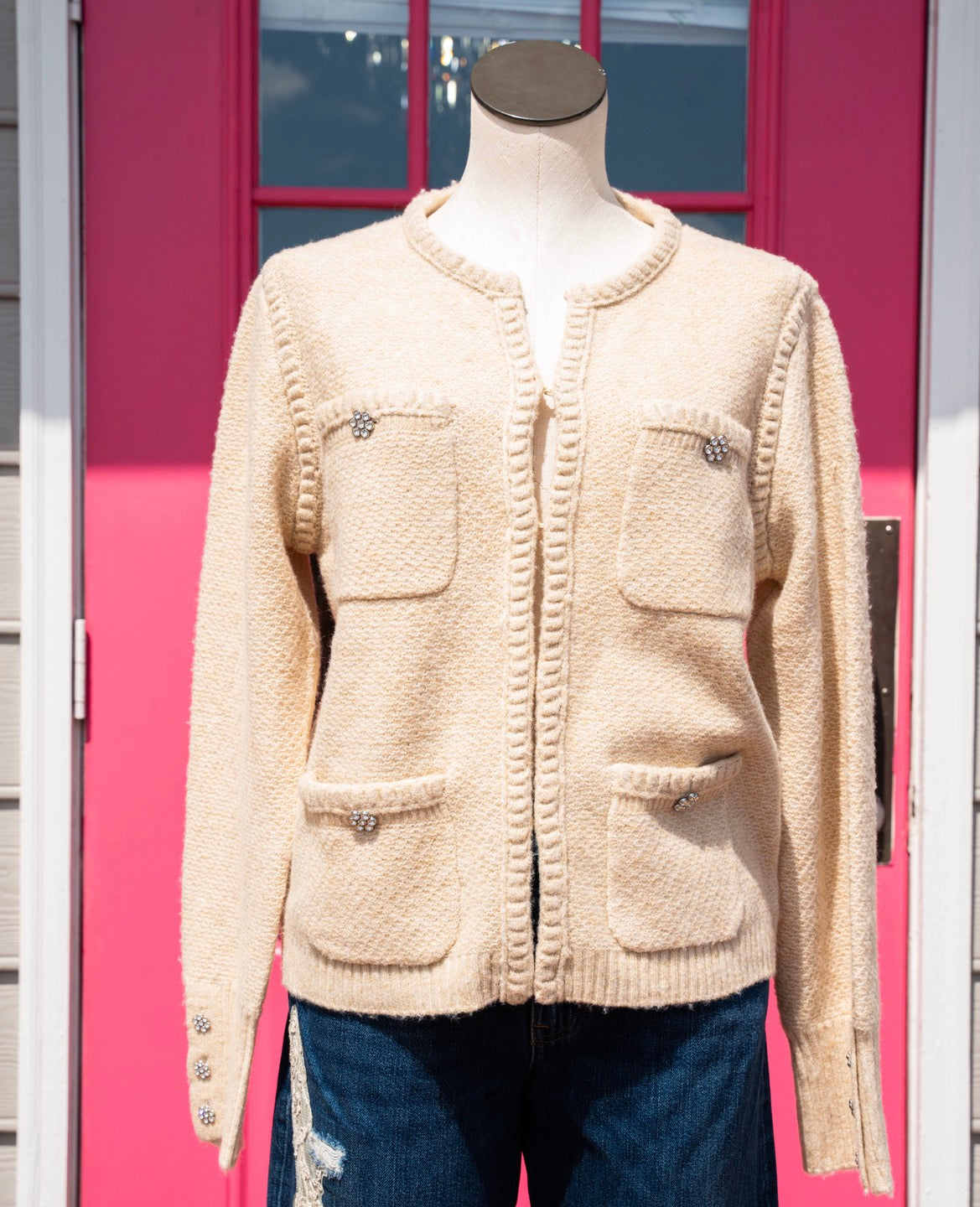 Elie Tahari beige cardigan size L