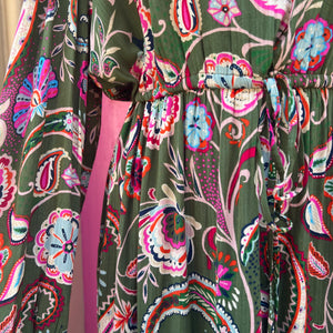 Ann Taylor LOFT green floral long sleeve dress size XL