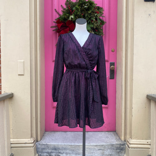 ModCloth purple black long sleeve dress size Medium
