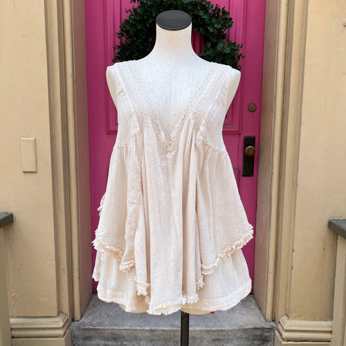 Free People beige tank romper size S