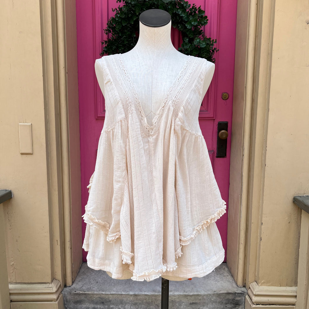 Free People beige tank romper size S