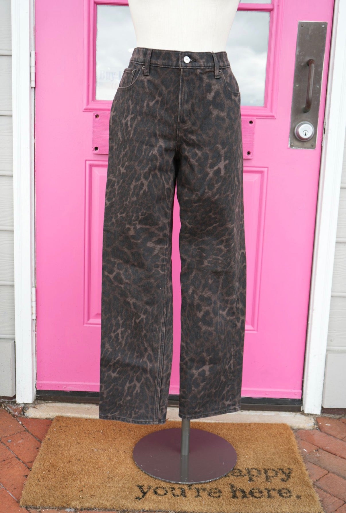Abercrombie & Fitch leopard print mid rise 90s straight jeans size 10