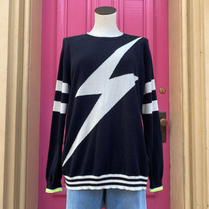 Wispr black white lightning bolt sweater size Large
