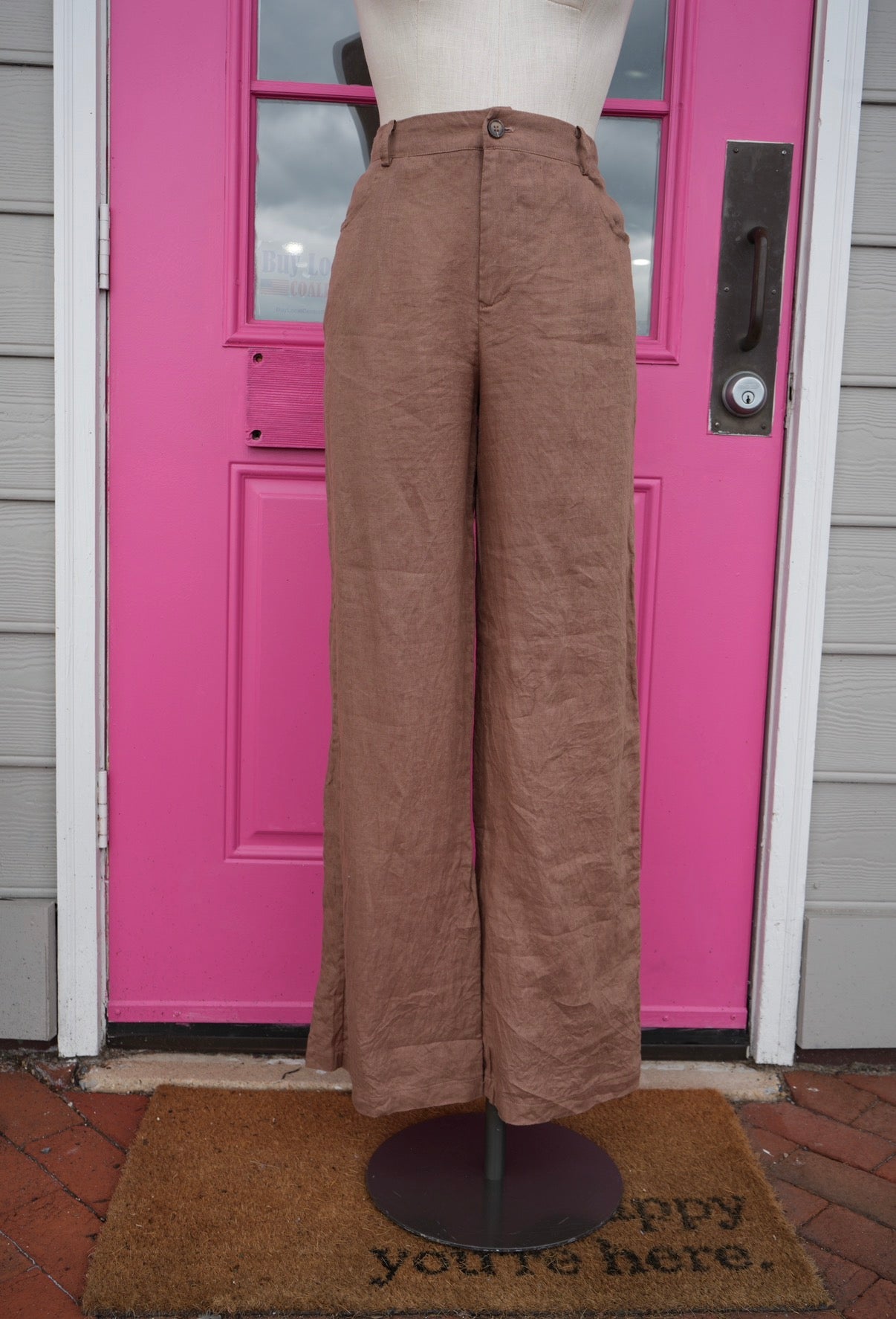 Sans Souci brown linen pants size L