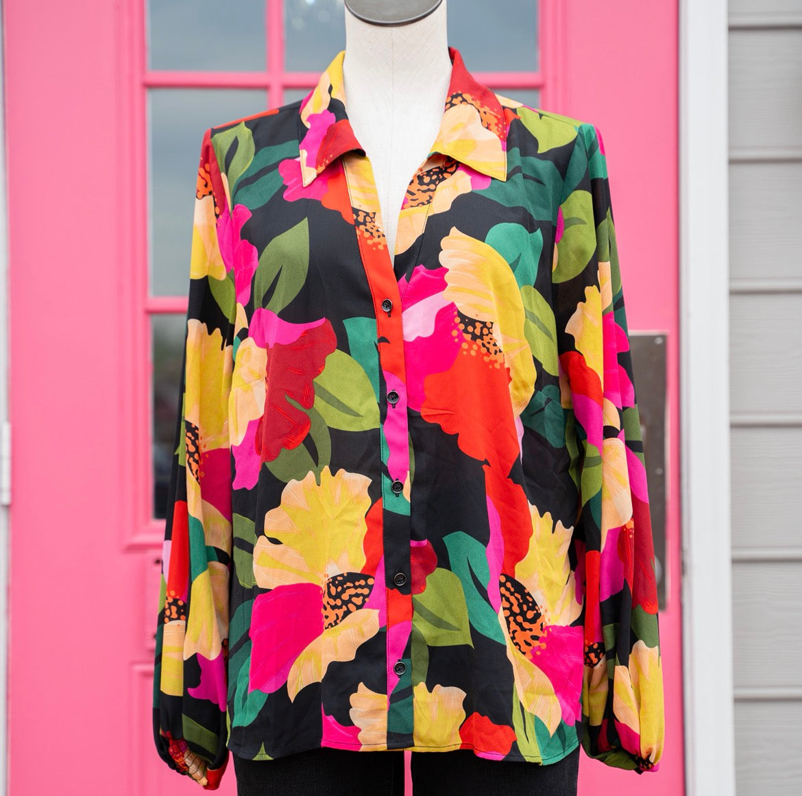 Cabi black multi color floral BU size L