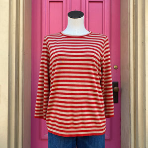 LK Bennett red brown striped top size Large
