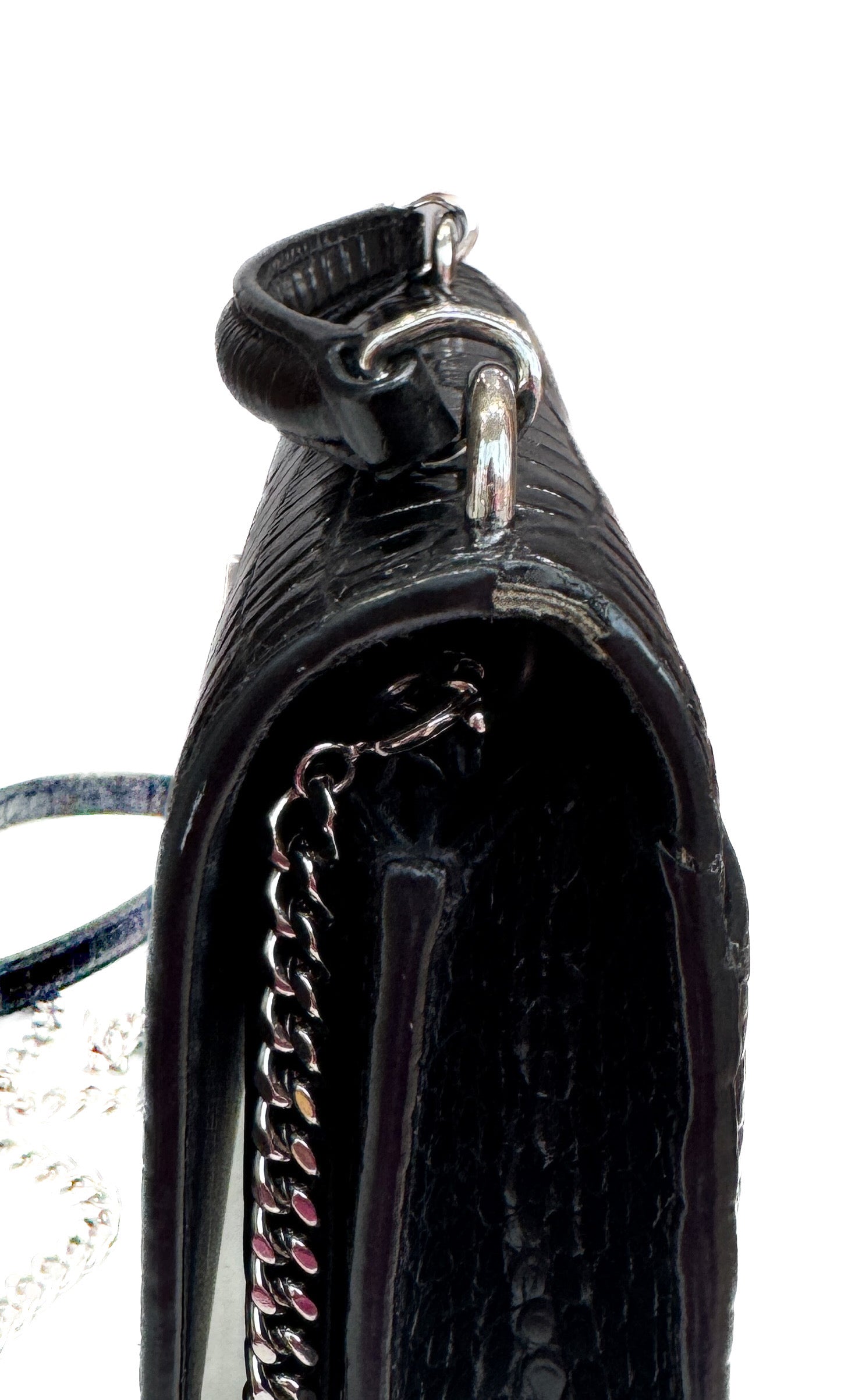 Saint Laurent black croc embossed Sunset mini GUE533026-0219