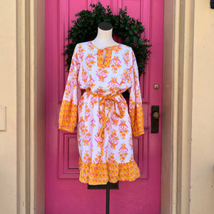 J.Crew white, pink, and orange floral dress size 2X