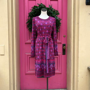Tory Burch pink, purple, and burgundy print dress size L