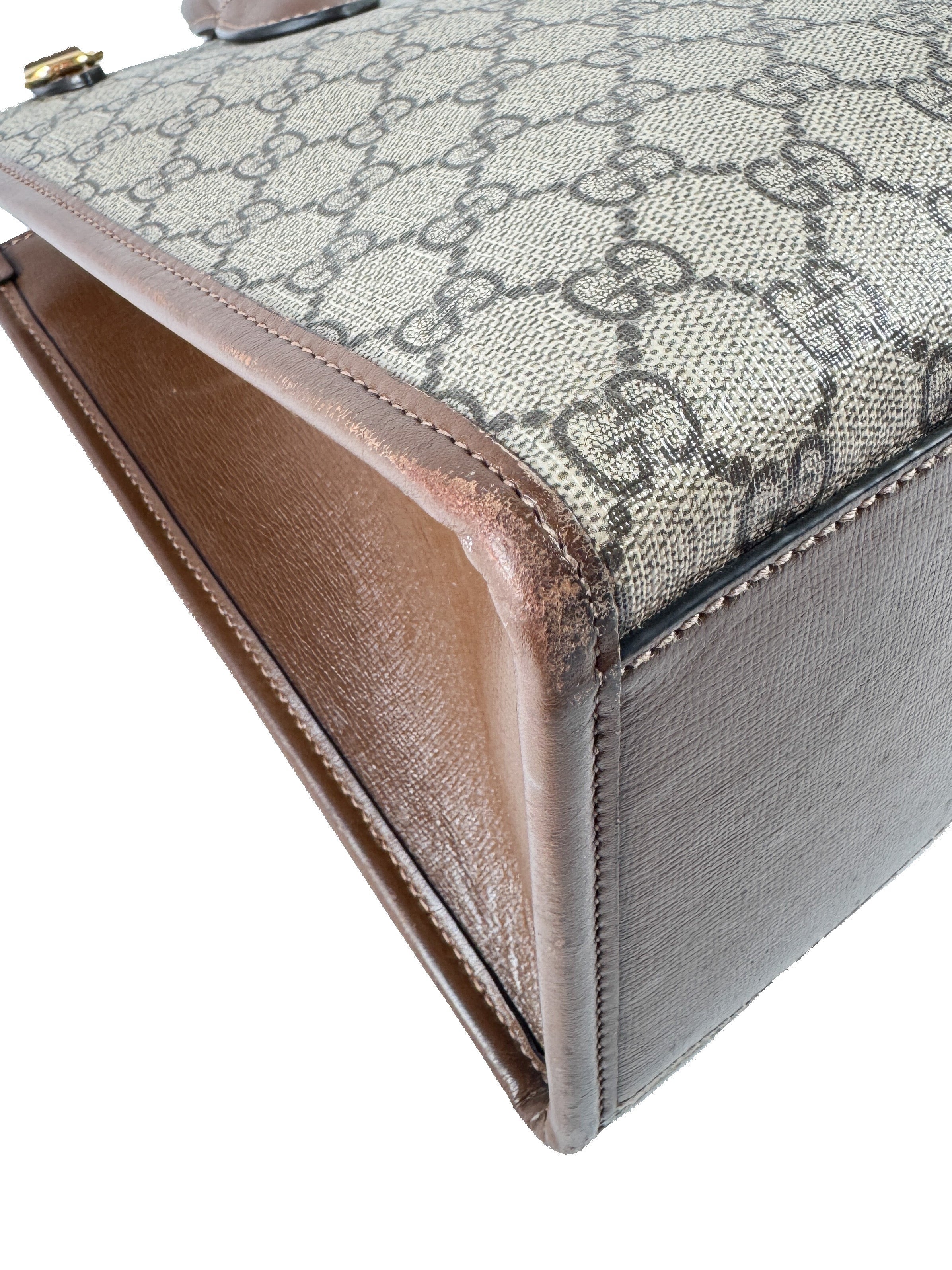 Gucci brown GG Supreme Monogram Azalea Calfskin Small Retro Interlocking G Tote 659983520981