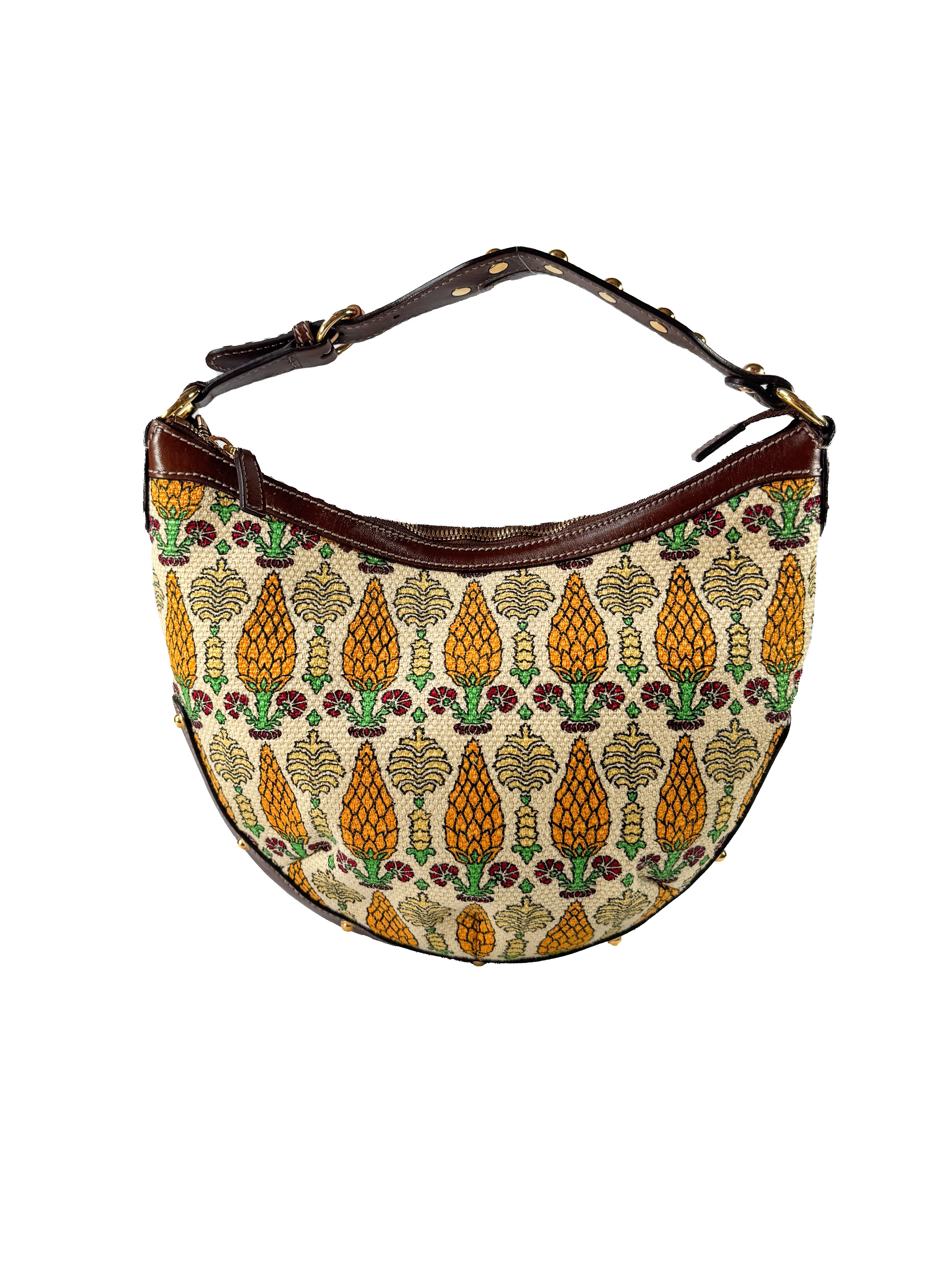 Gucci Monogram Biba Pineapple Print Hobo Brown  159773 482794