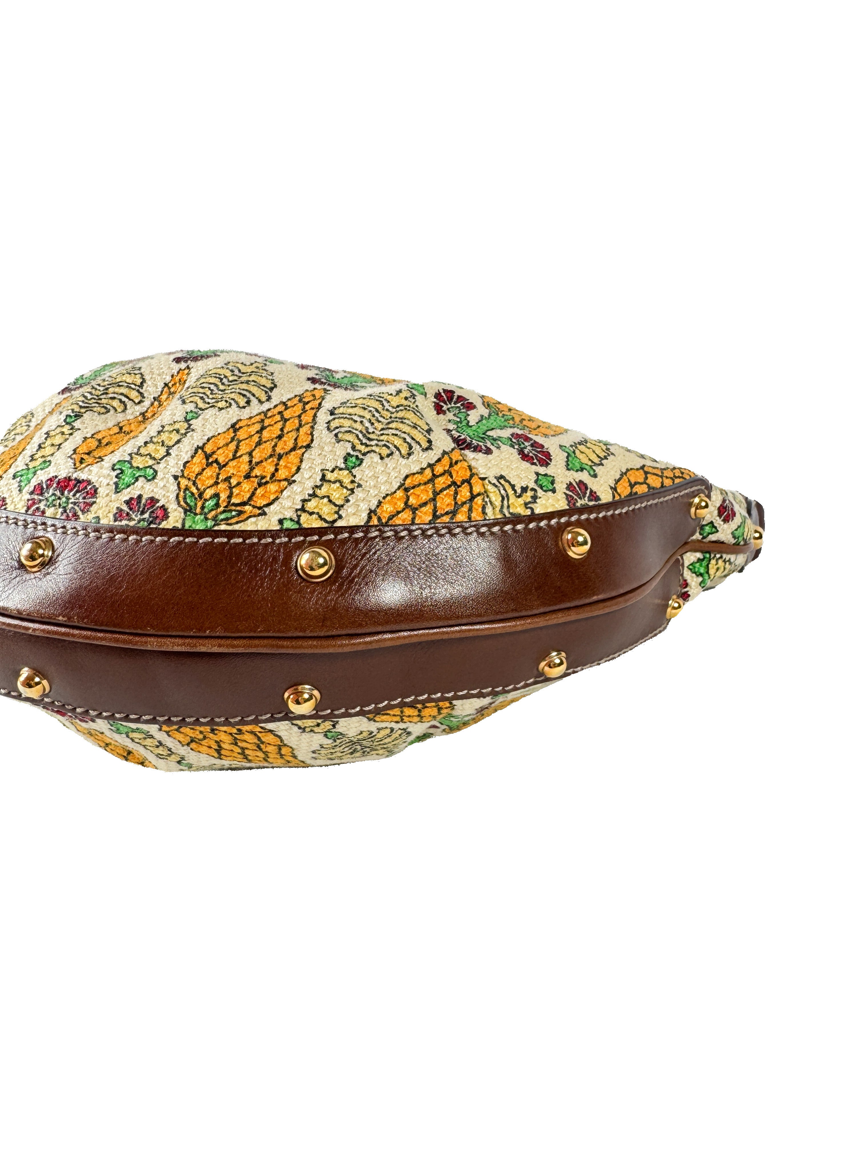 Gucci Monogram Biba Pineapple Print Hobo Brown  159773 482794
