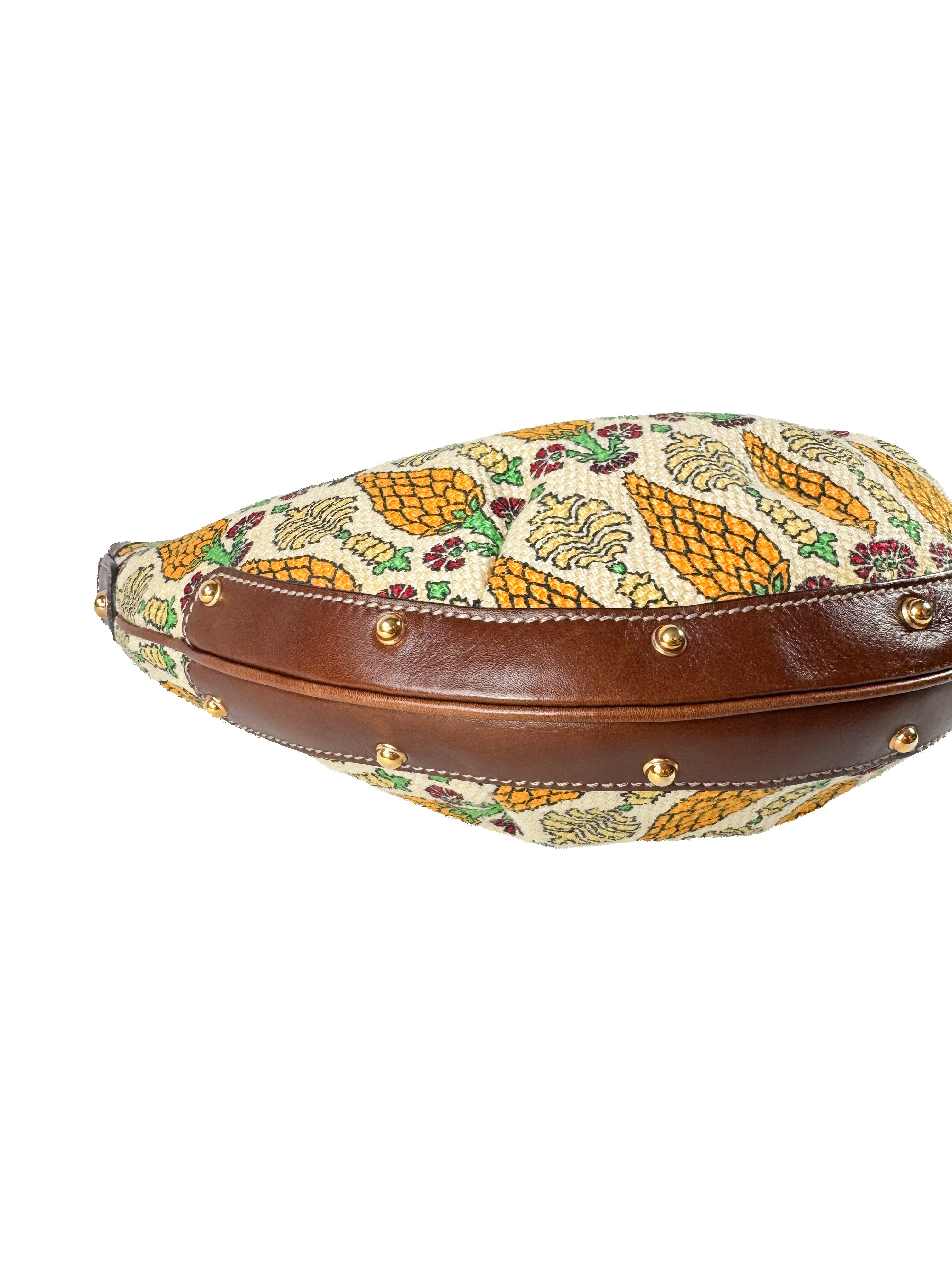 Gucci Monogram Biba Pineapple Print Hobo Brown  159773 482794