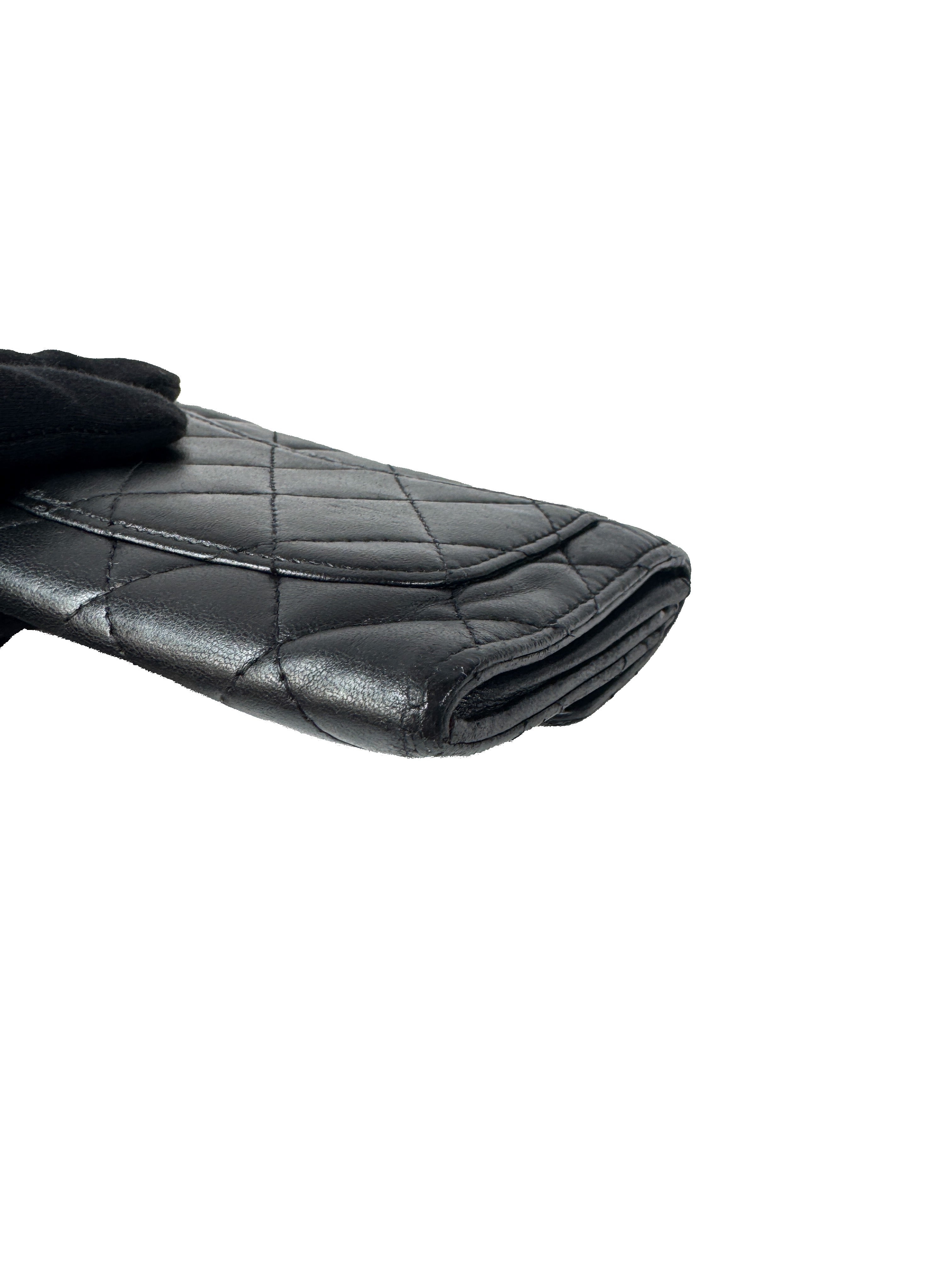 Chanel black leather flap cardholder wallet 13307144