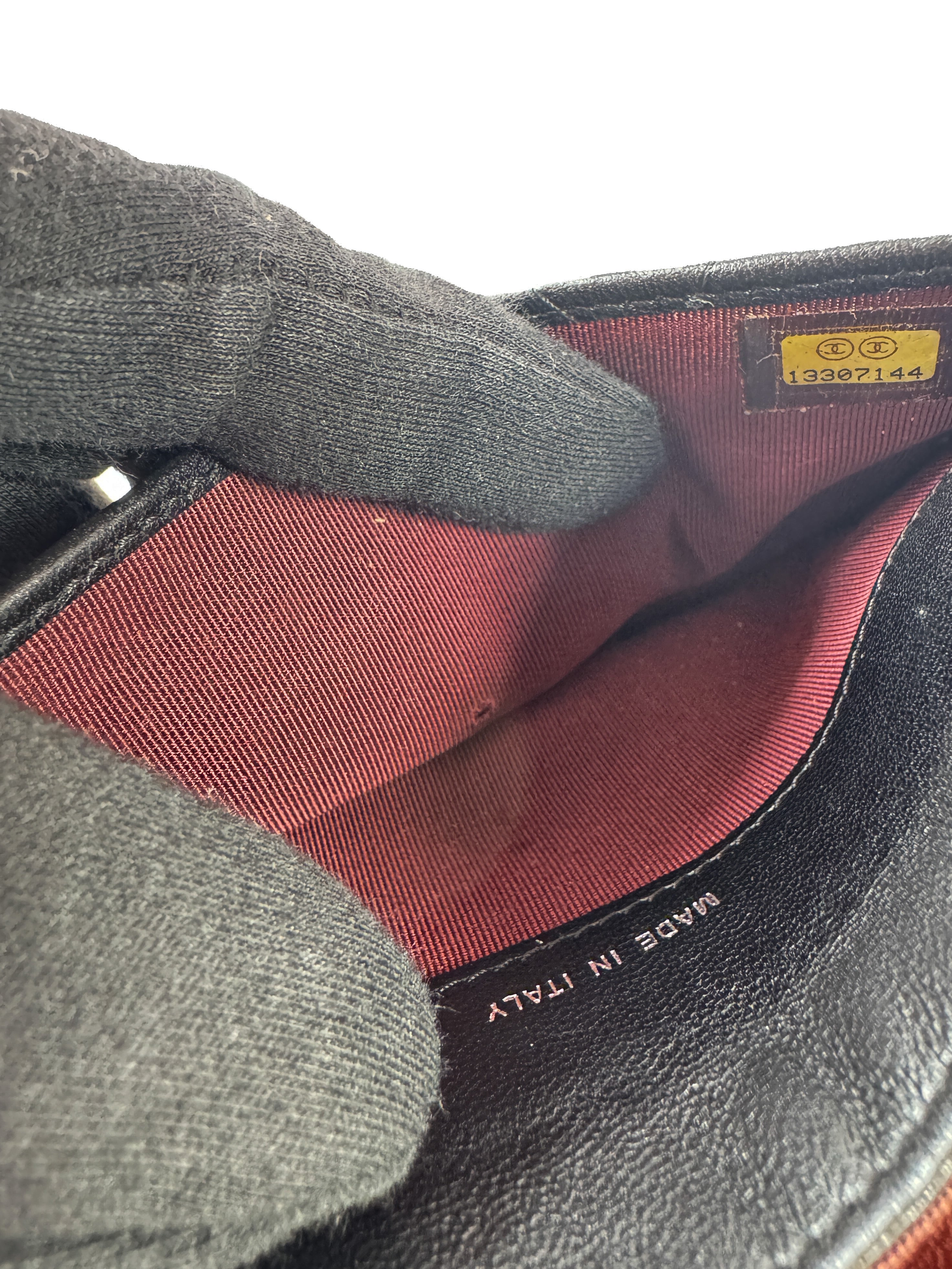 Chanel black leather flap cardholder wallet 13307144