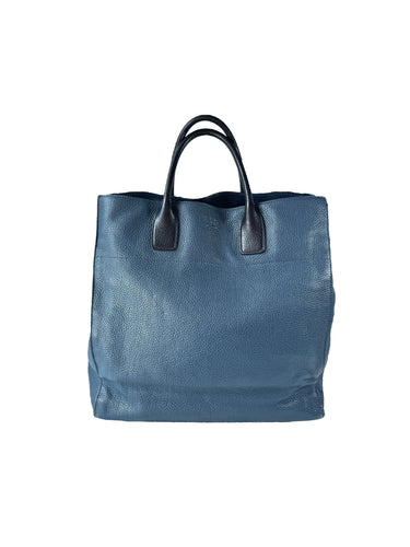 Prada Convertible Shopper Tote Vitello Daino Large Navy/black  56
