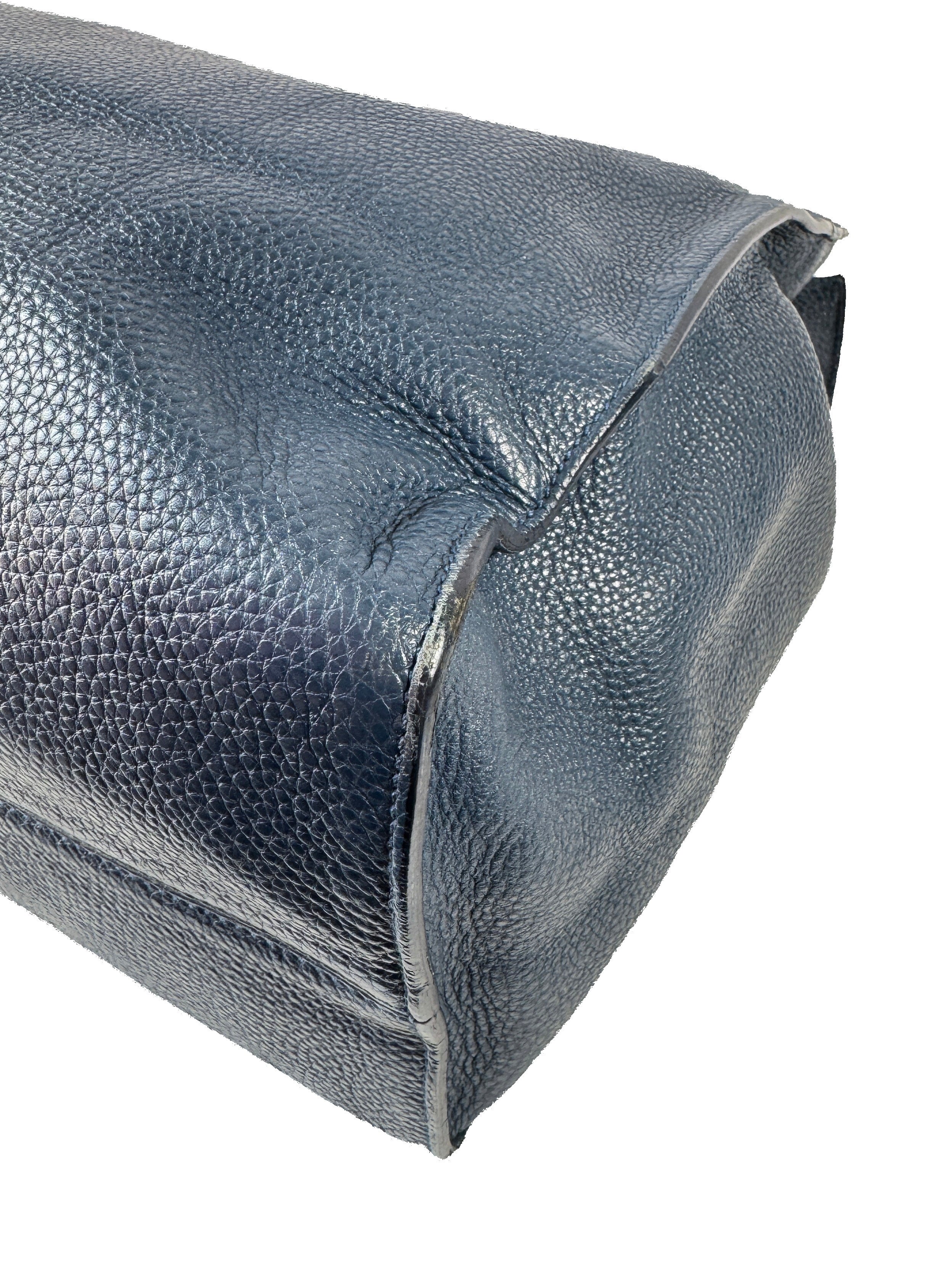 Prada Convertible Shopper Tote Vitello Daino Large Navy/black  56