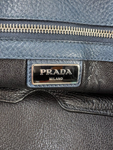 Prada Convertible Shopper Tote Vitello Daino Large Navy/black  56