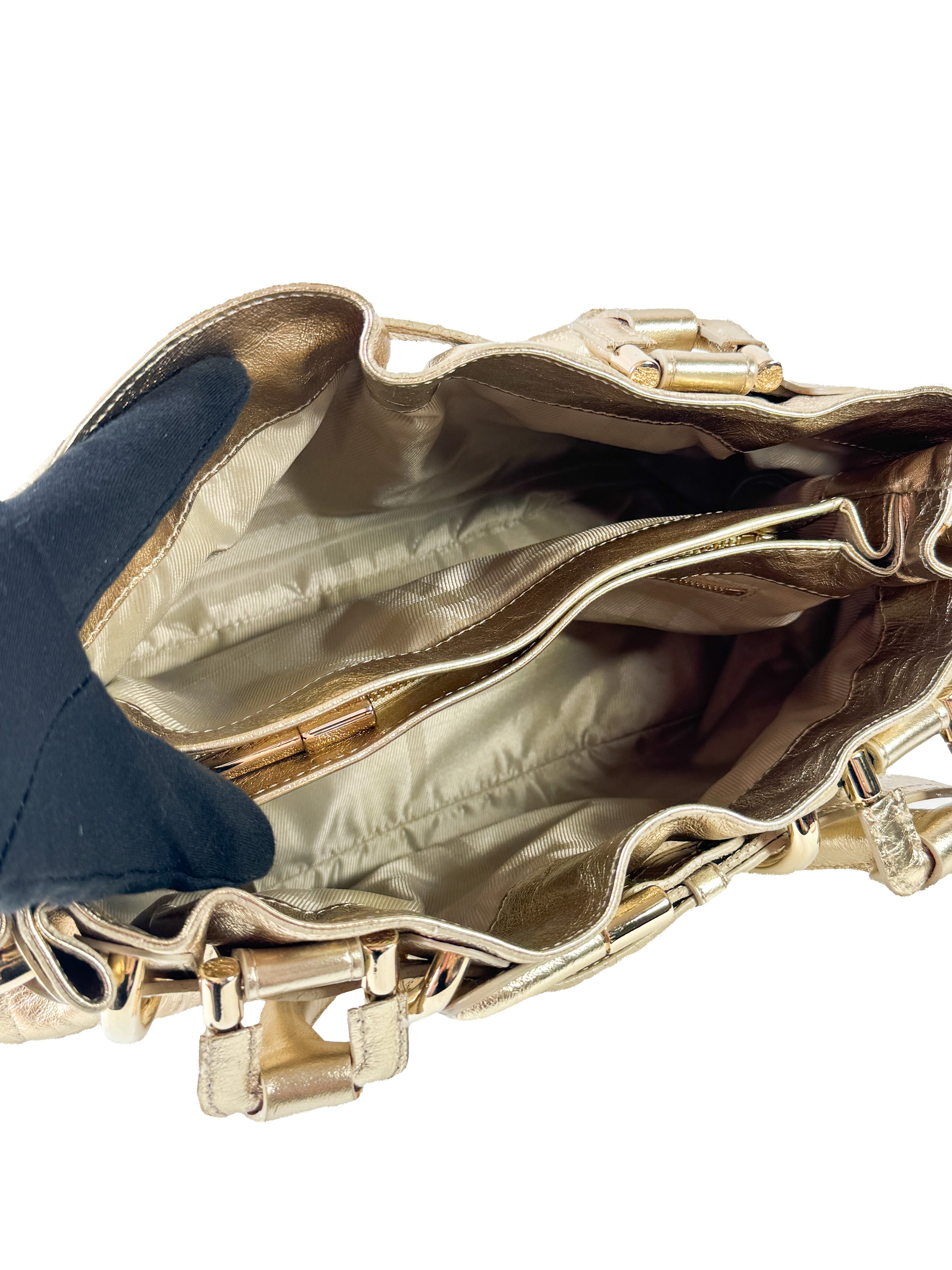 Burberry gold metallic leather Beaton ITPELANN5254FIR