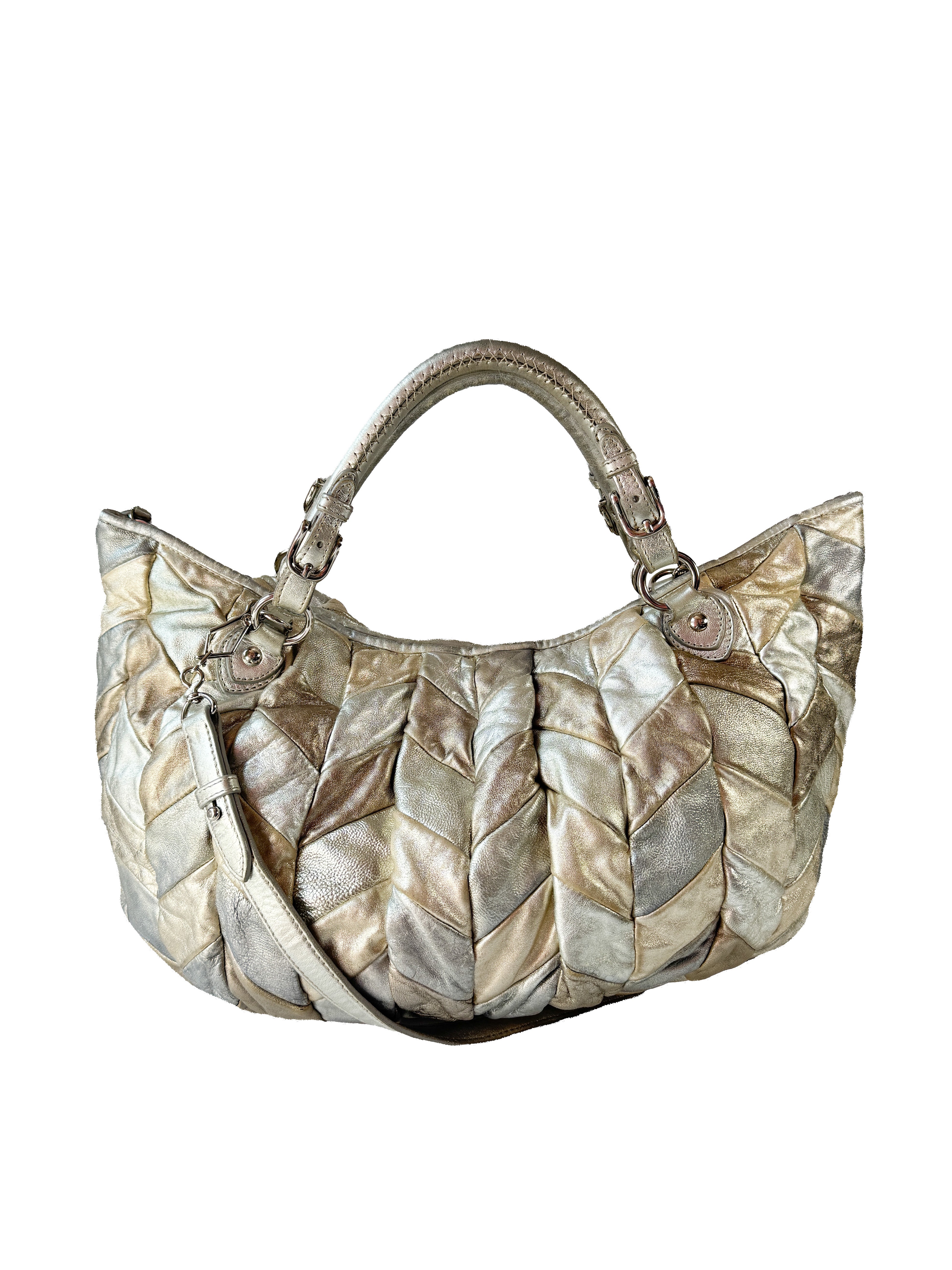 Miu Miu gold & silver nappa leather patchwork bag 122