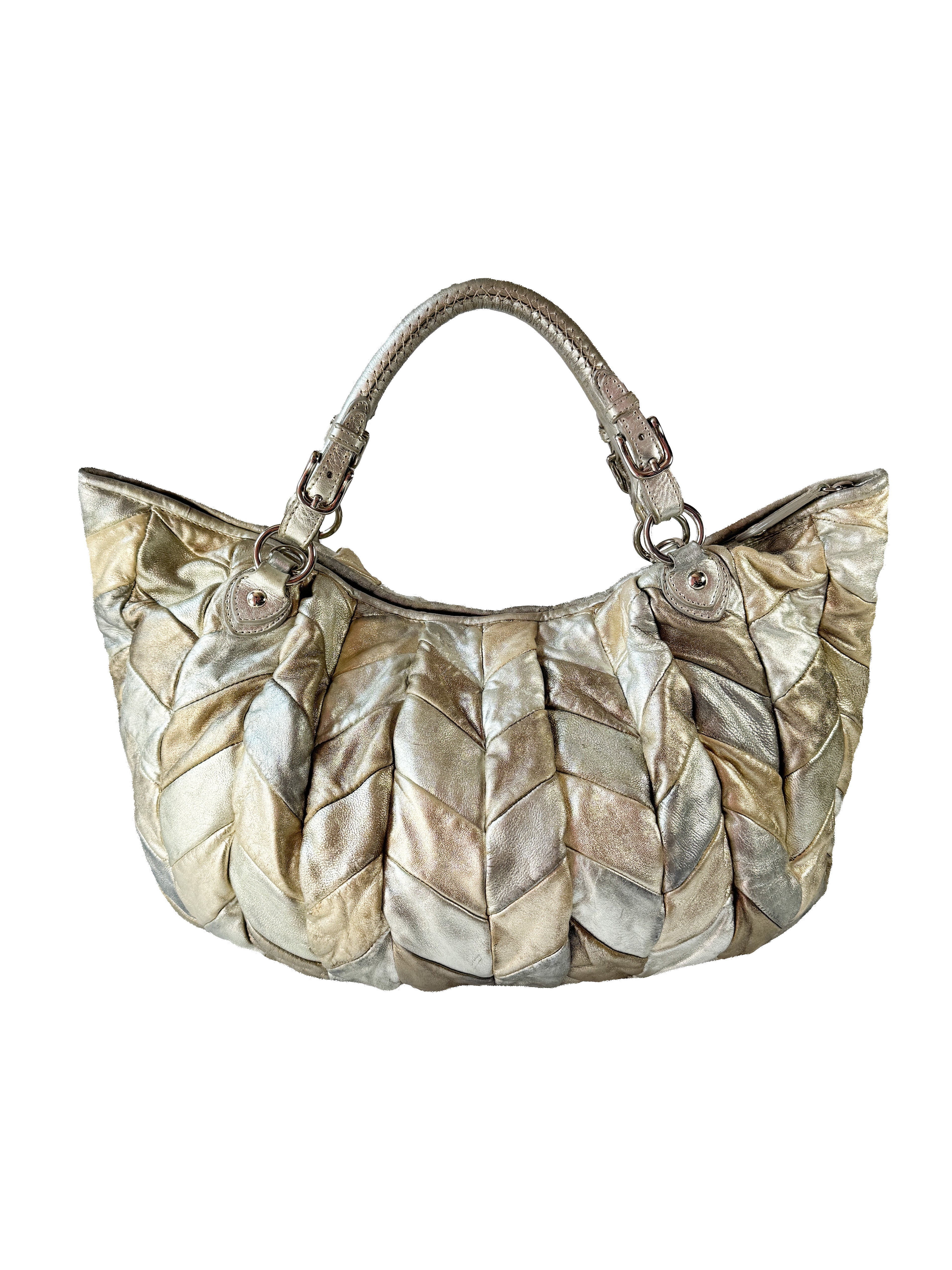 Miu Miu gold & silver nappa leather patchwork bag 122