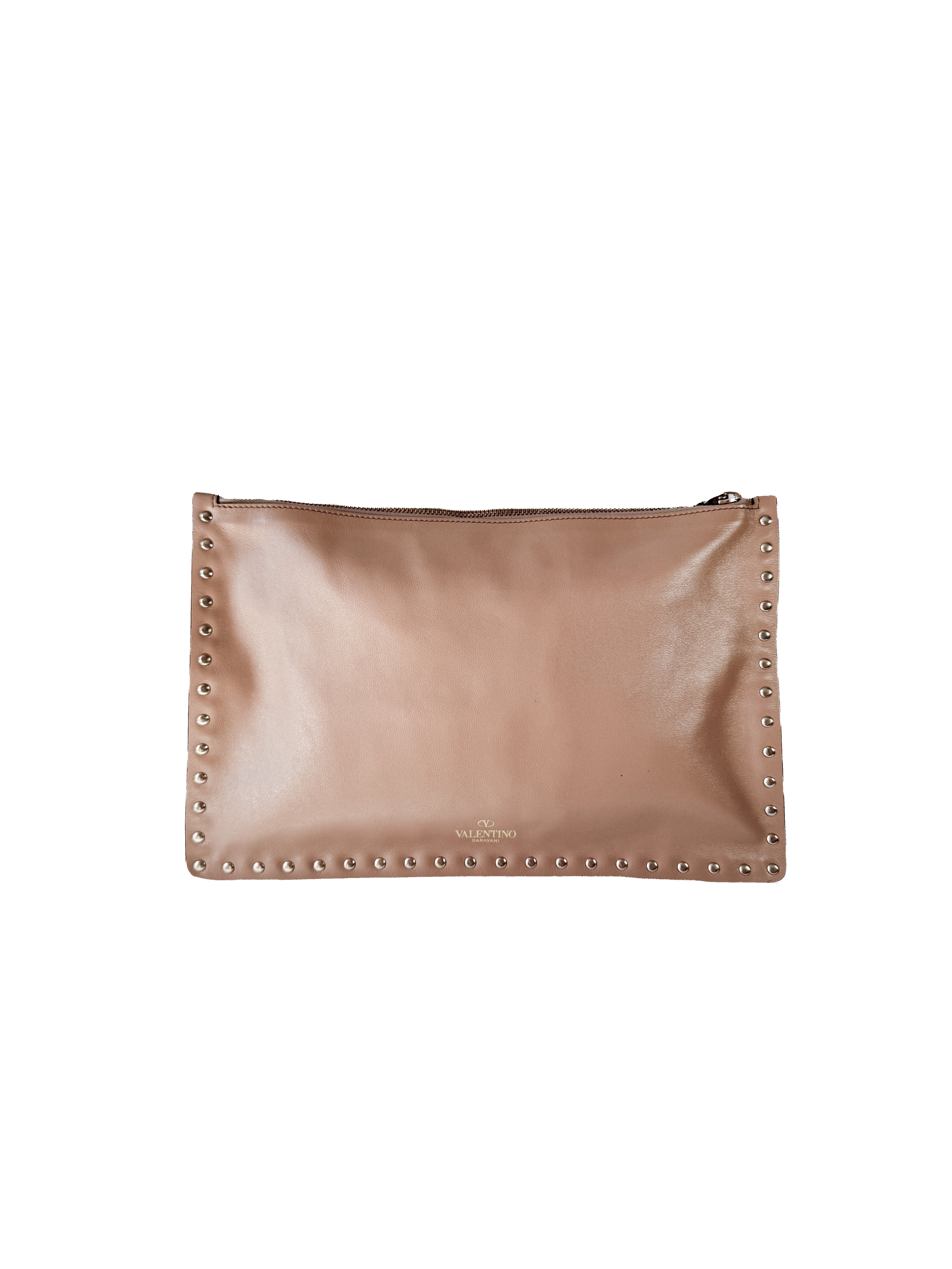 Valentino Garavani beige leather Rockstud clutch/pouch  PE-K269B0L0