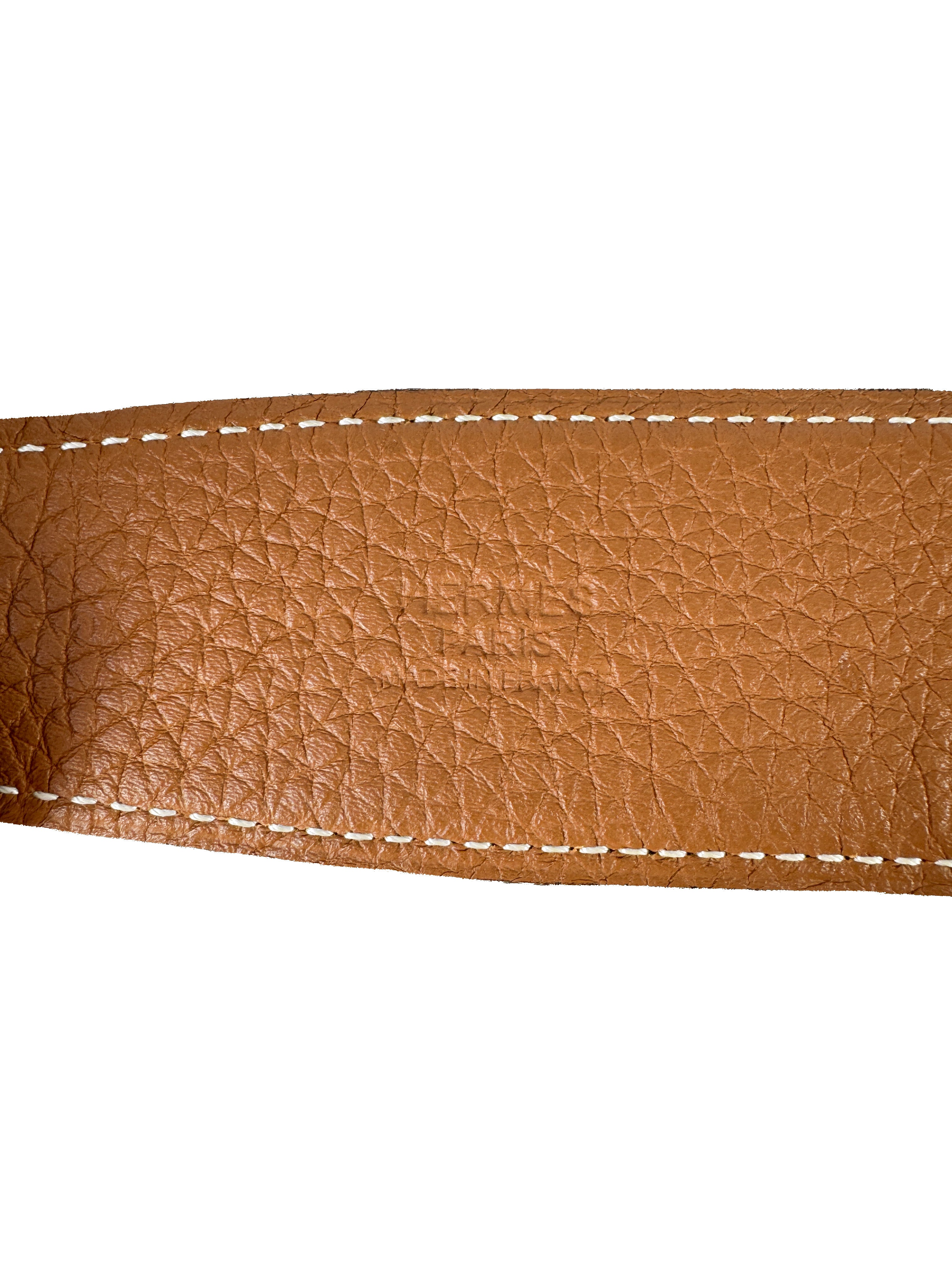 Hermès black leather matte silver Constance H belt size 100 SP 11 28