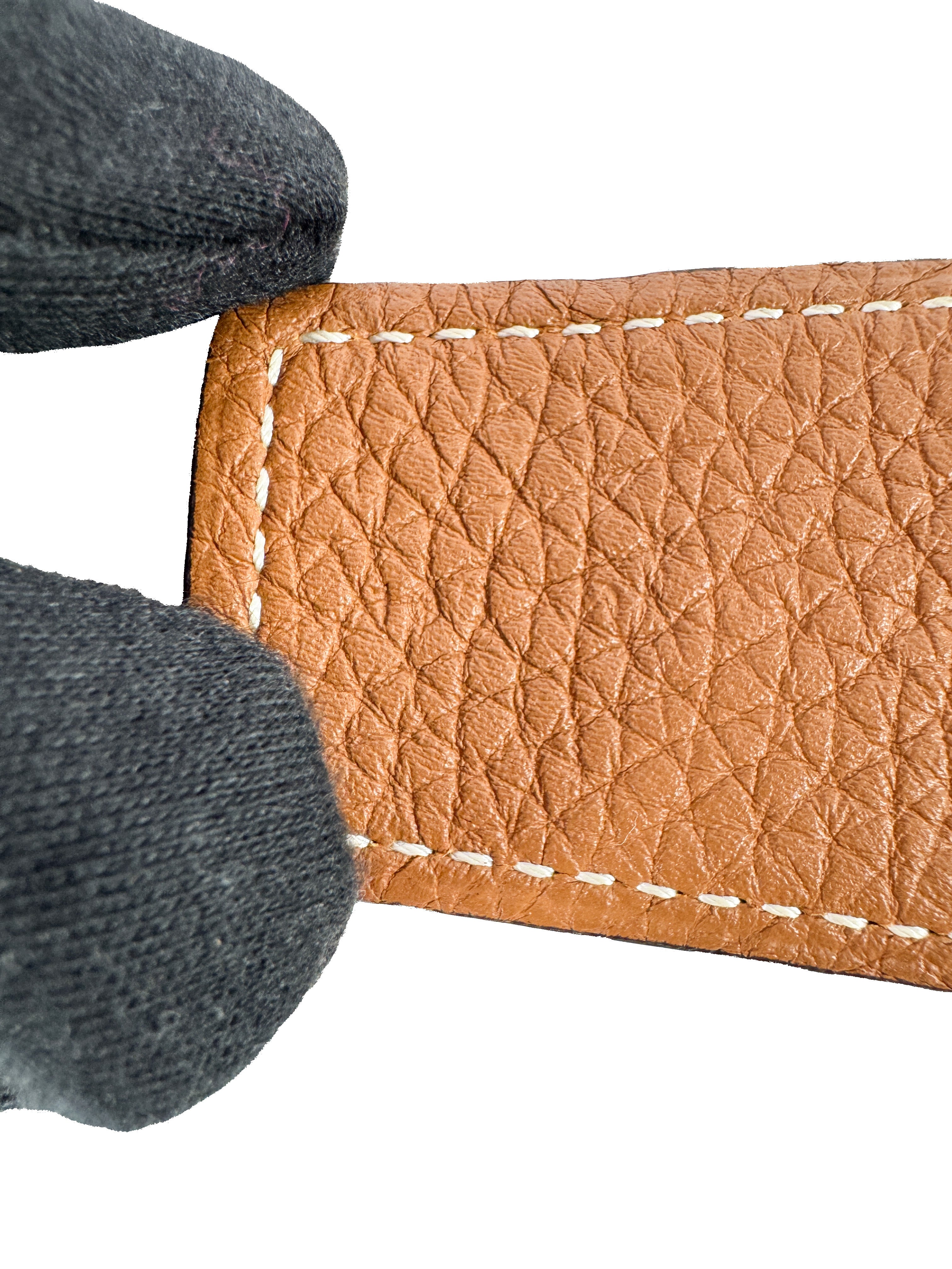 Hermès black leather matte silver Constance H belt size 100 SP 11 28