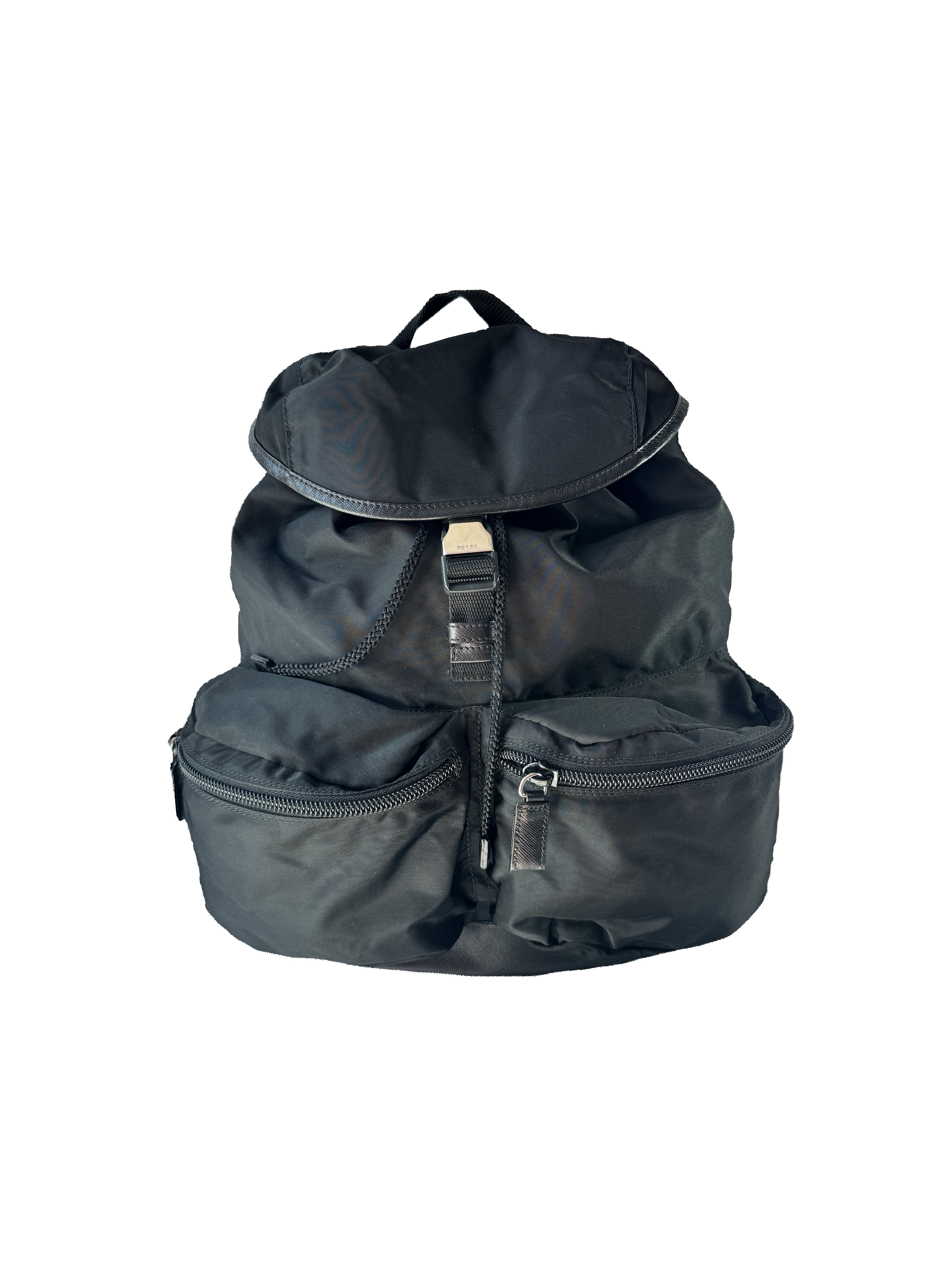 Prada Tessuto front pocket nylon black backpack 10