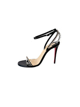 Christian Louboutin black 100MM So Me strappy spike heeled sandals size 38.5 NEW