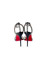 Christian Louboutin black 100MM So Me strappy spike heeled sandals size 38.5 NEW