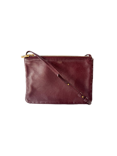 Celine burgundy trio crossbody W-LM-3159