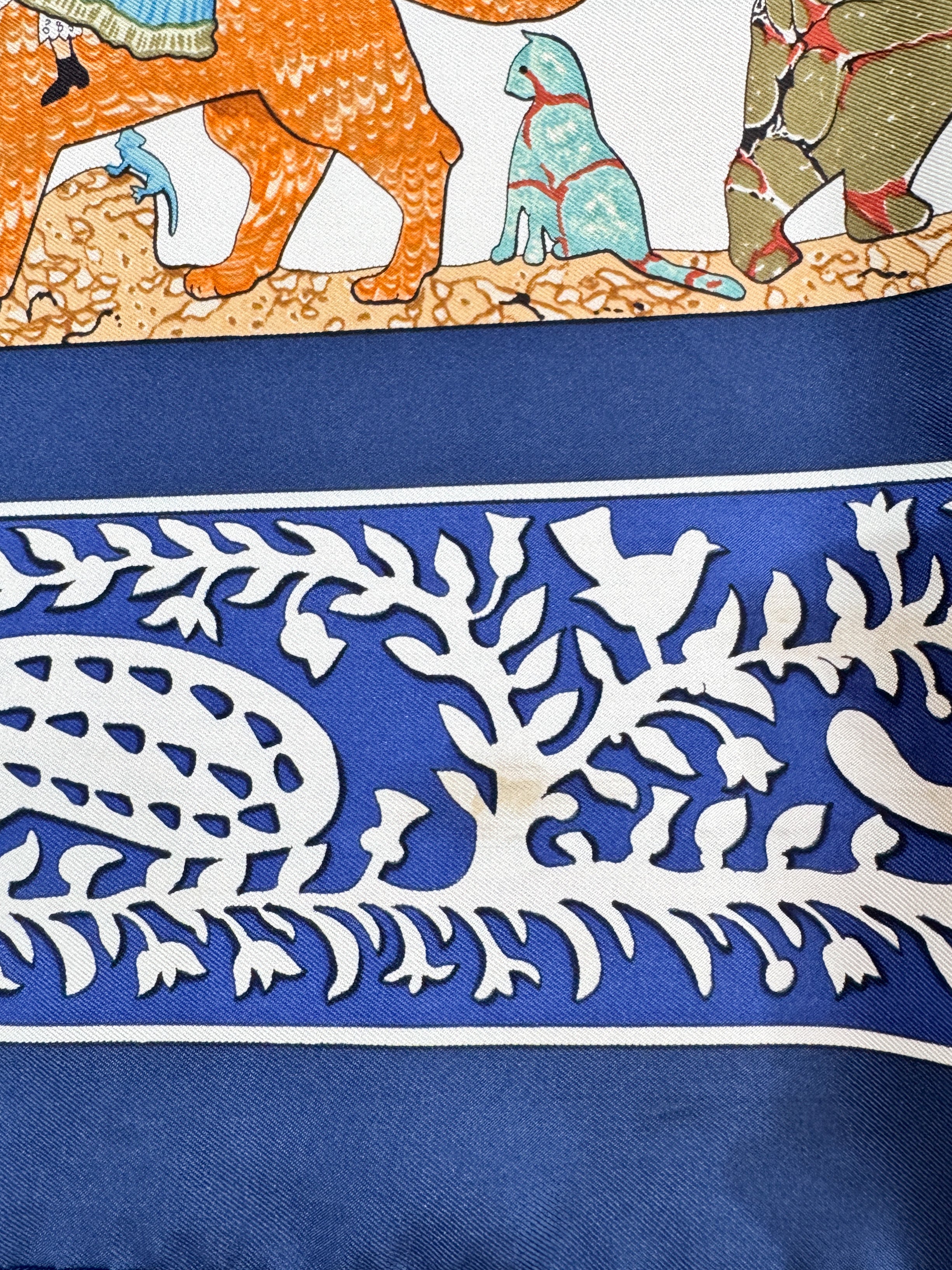 Hermès navy Early America 90cm silk scarf *as is*