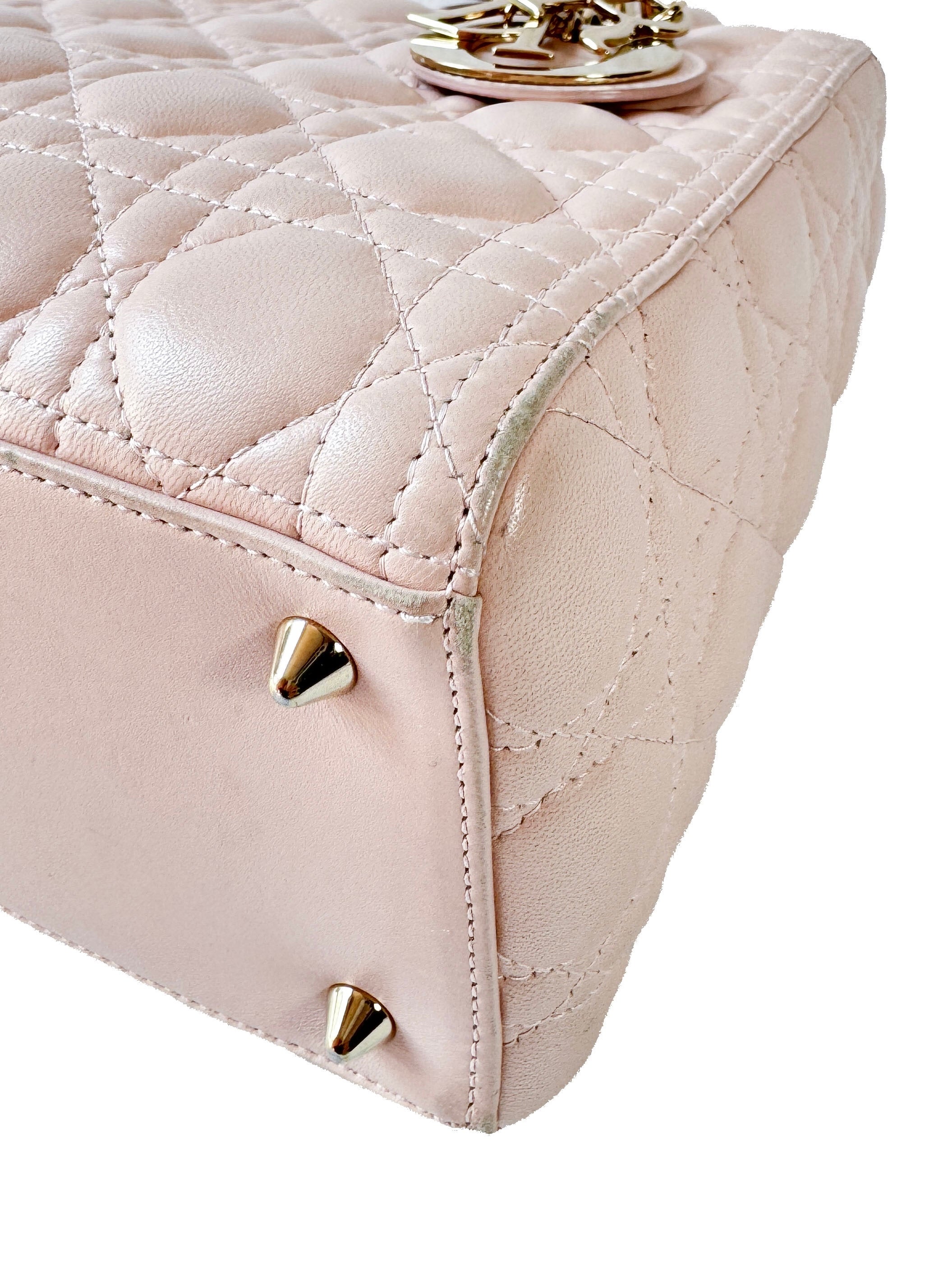 Christian Dior light pink leather medium Lady Dior 05-MA-0152