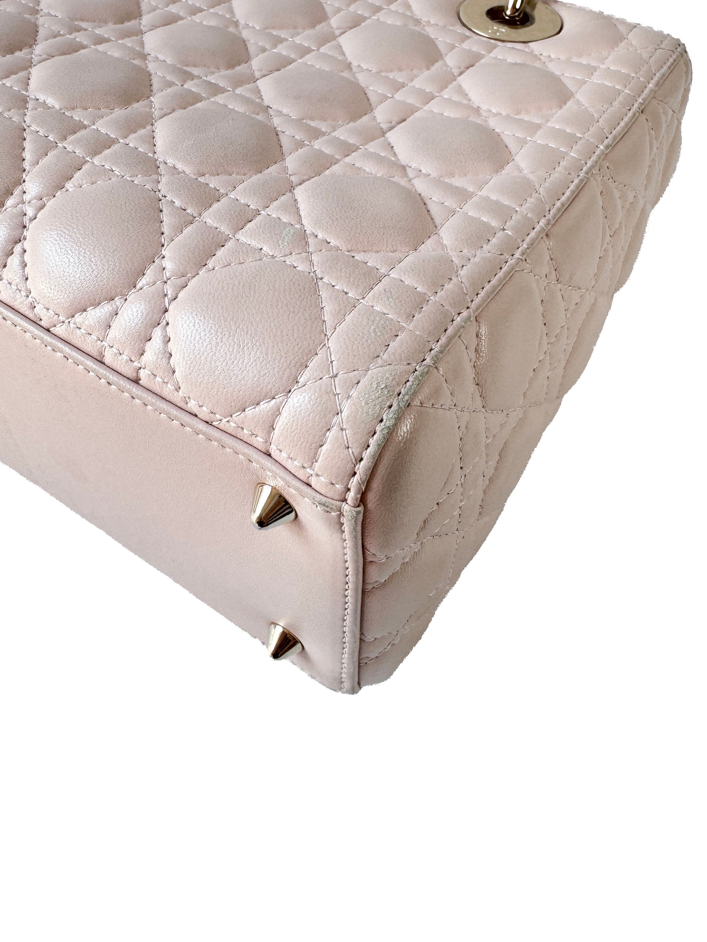 Christian Dior light pink leather medium Lady Dior 05-MA-0152