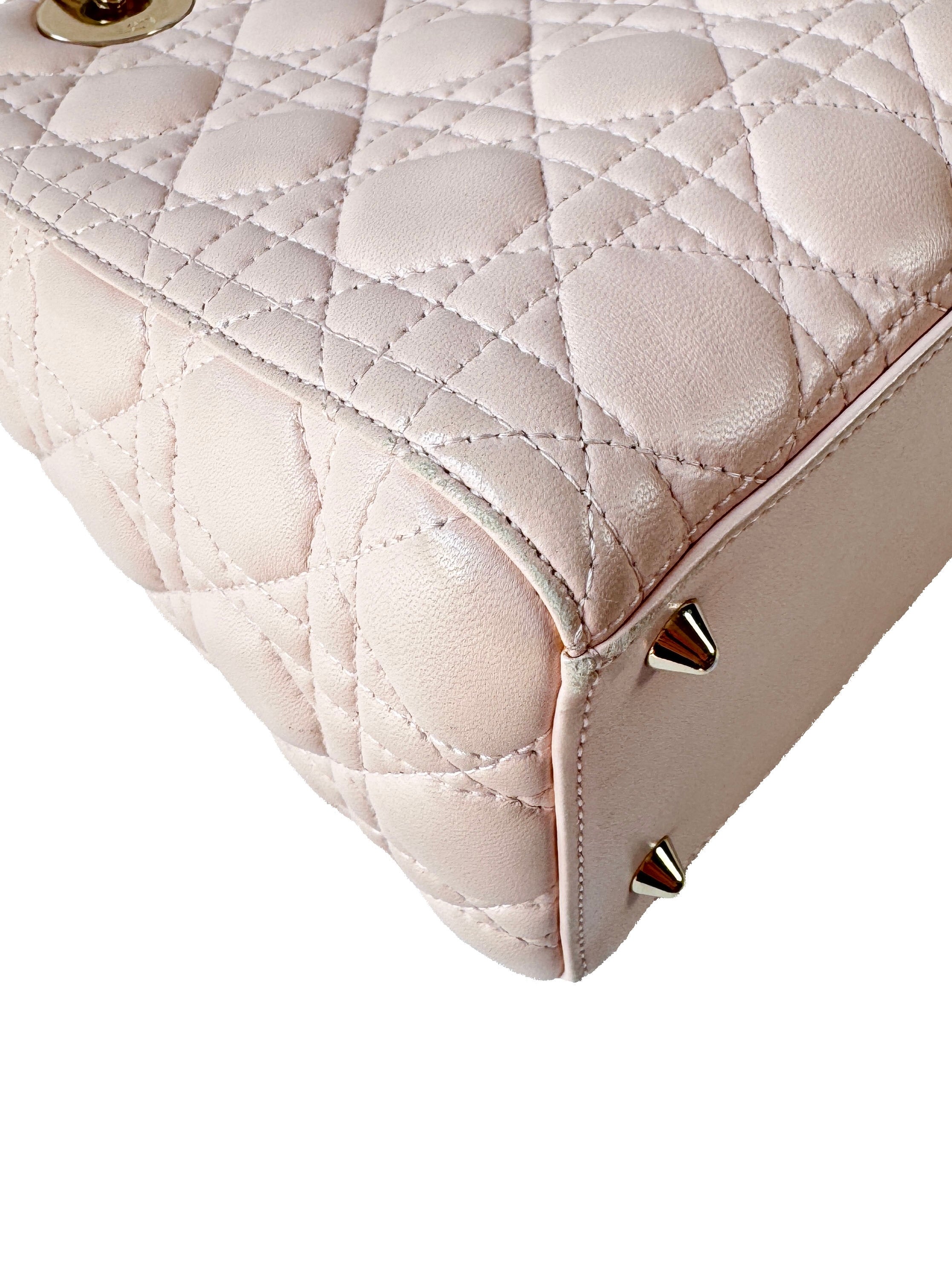 Christian Dior light pink leather medium Lady Dior 05-MA-0152