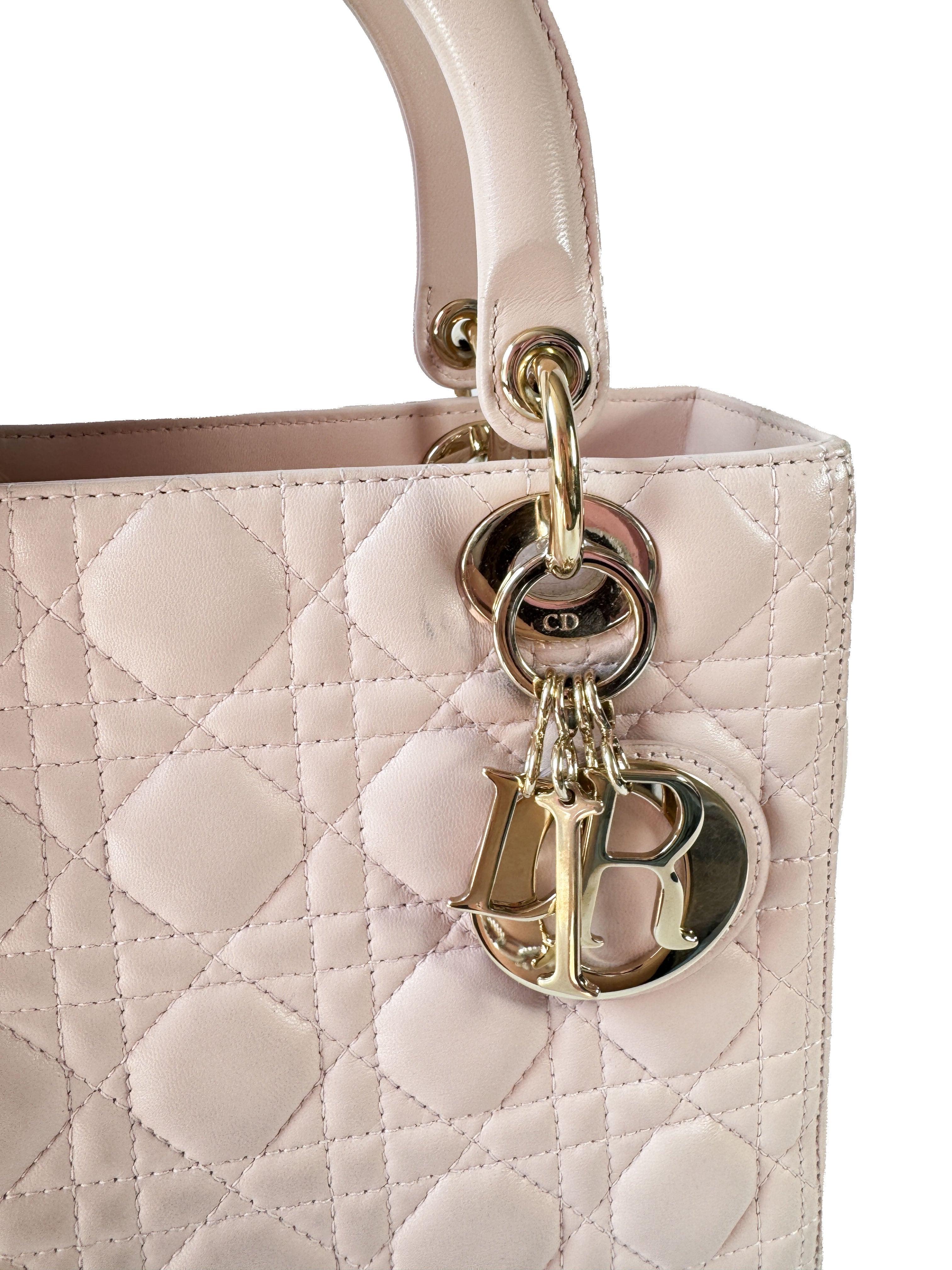 Christian Dior light pink leather medium Lady Dior 05-MA-0152