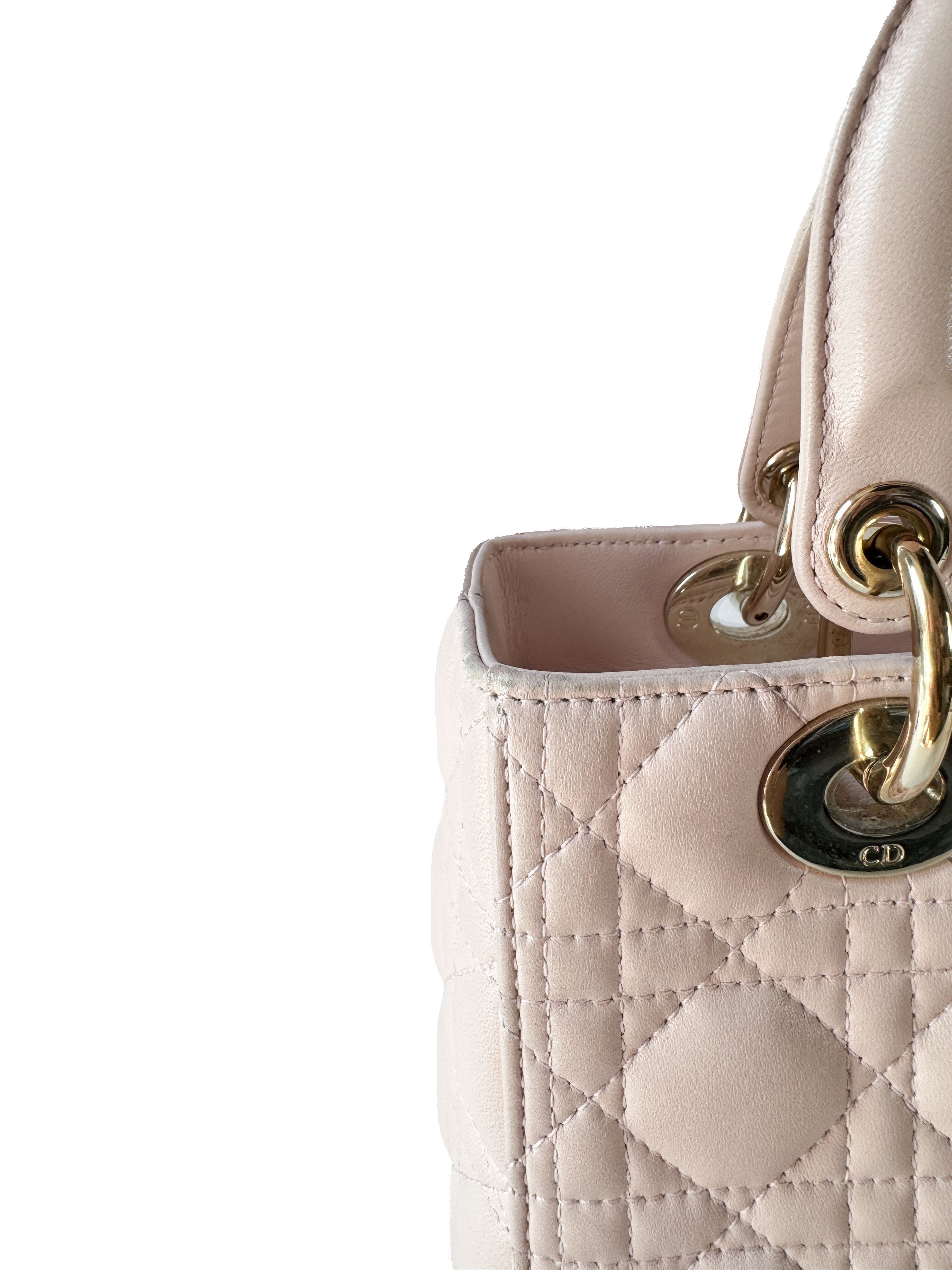 Christian Dior light pink leather medium Lady Dior 05-MA-0152