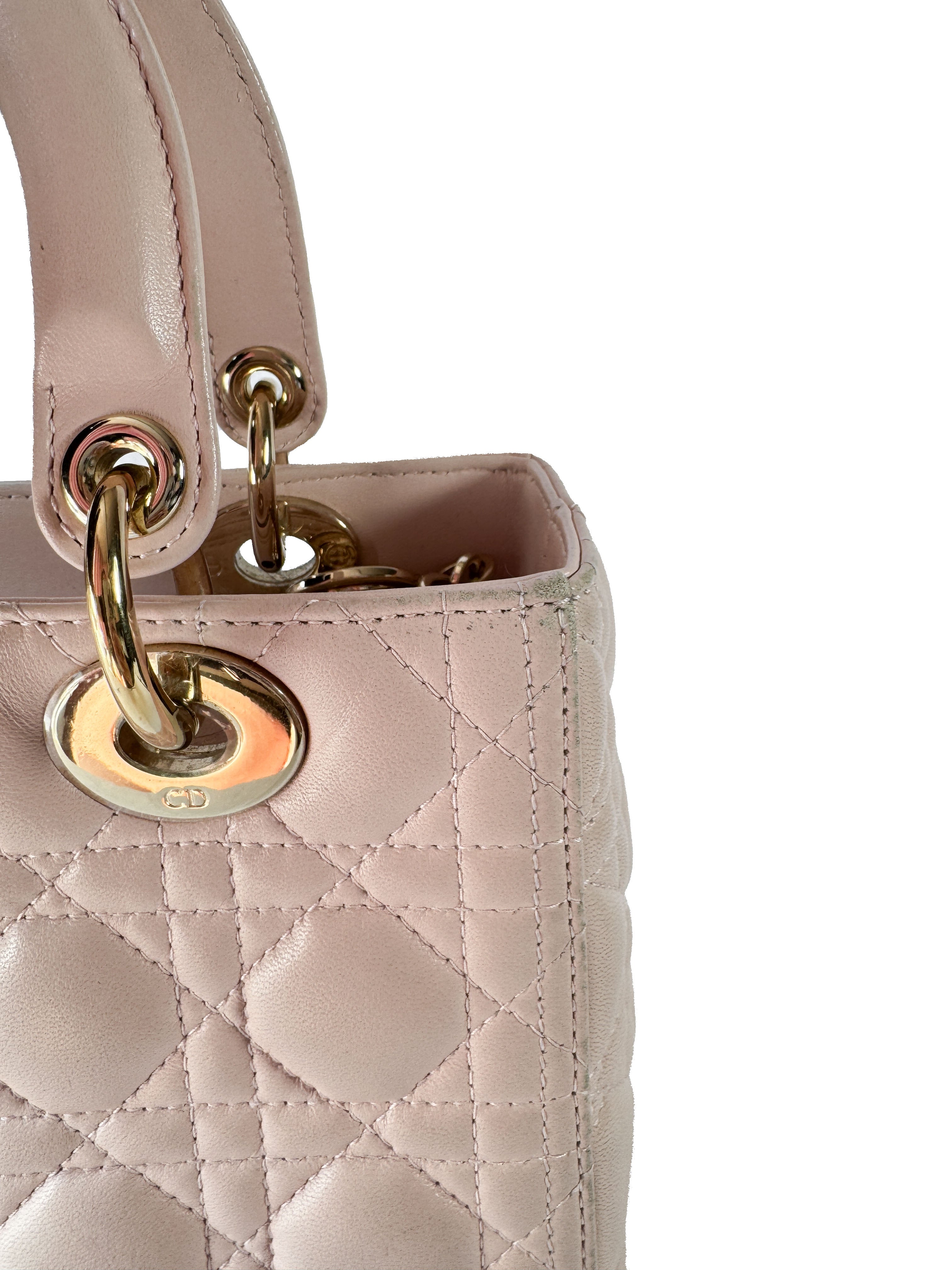 Christian Dior light pink leather medium Lady Dior 05-MA-0152