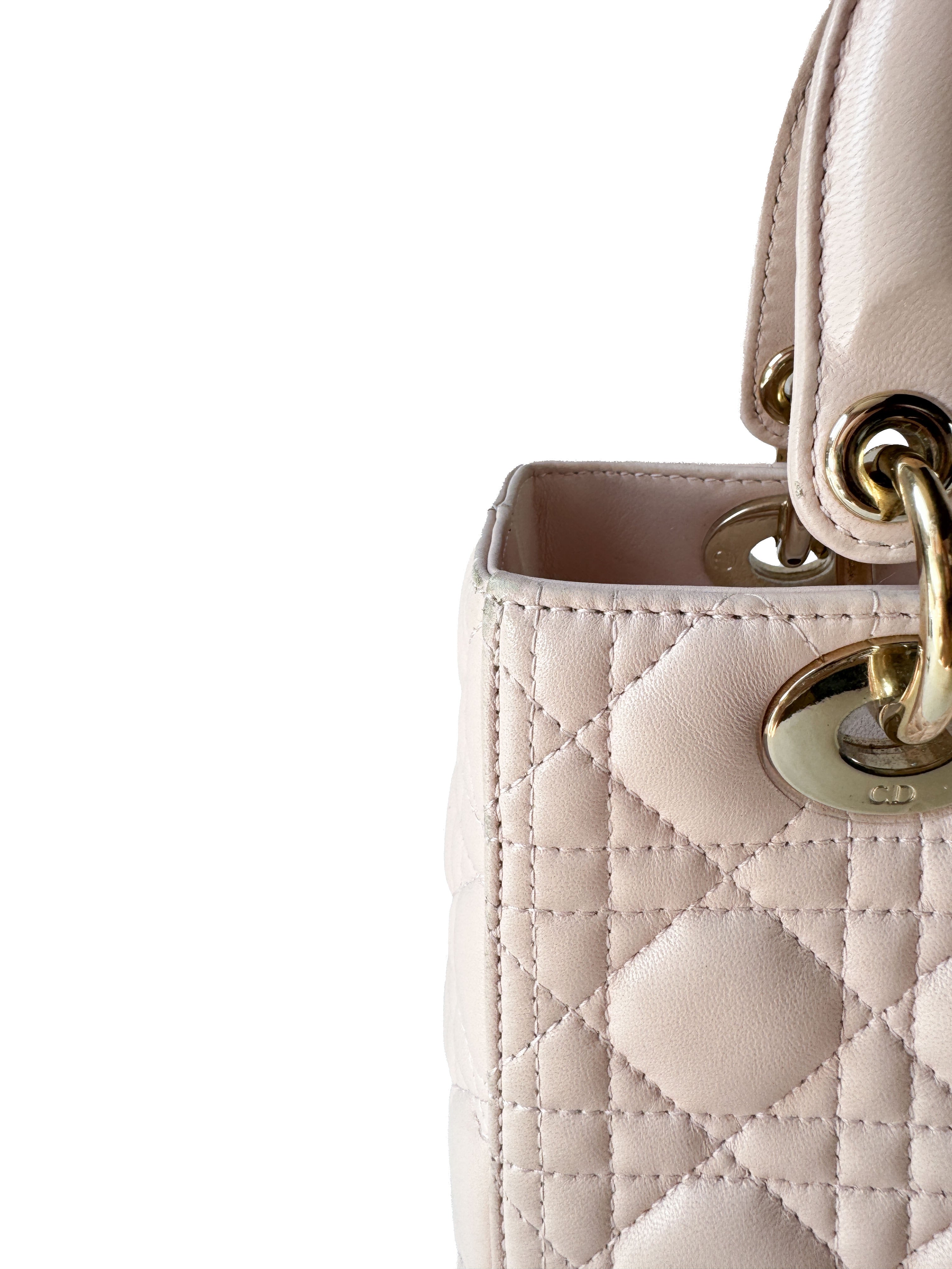 Christian Dior light pink leather medium Lady Dior 05-MA-0152