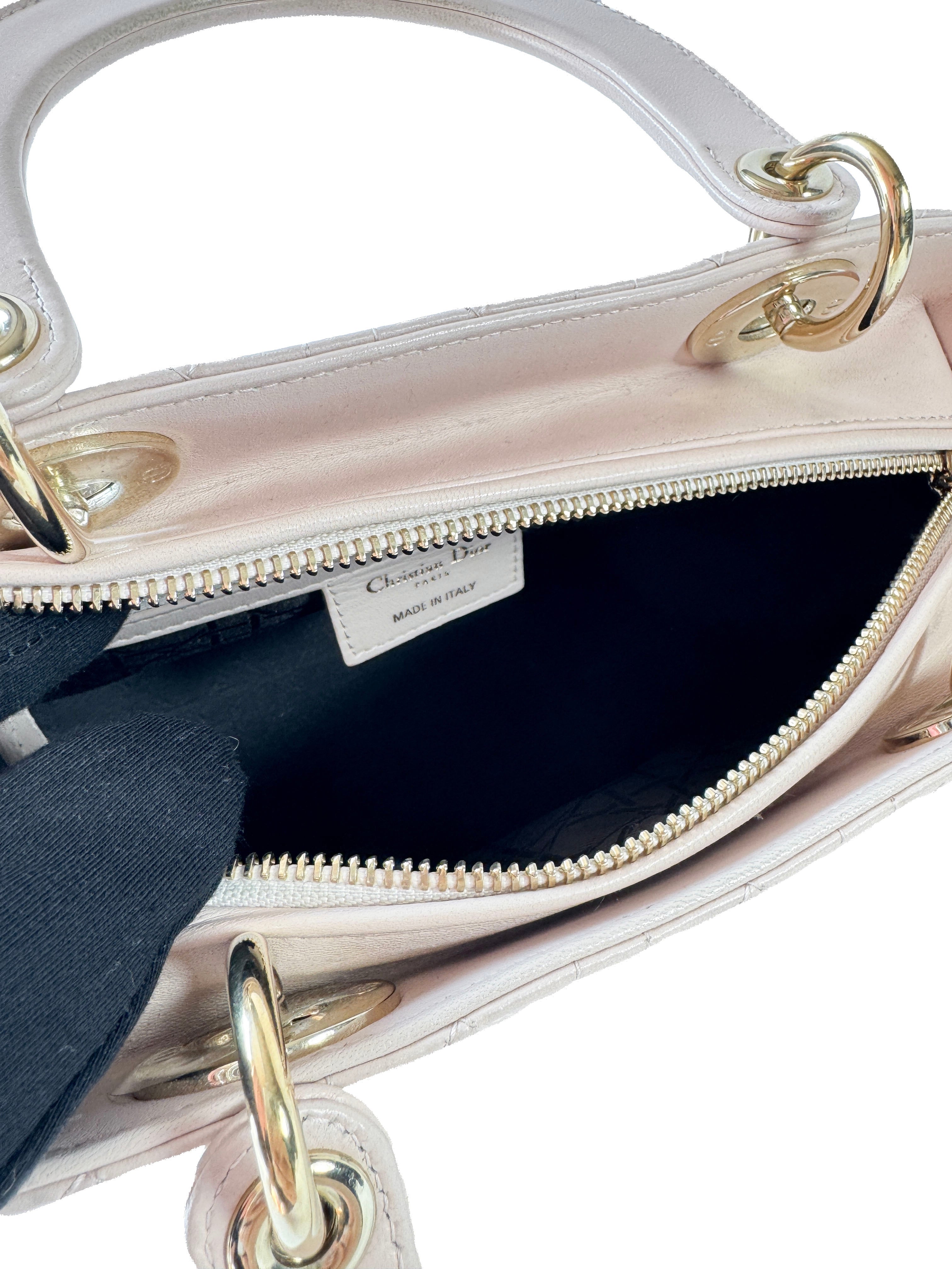 Christian Dior light pink leather medium Lady Dior 05-MA-0152