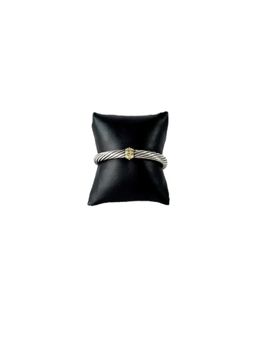 David Yurman 7MM sterling silver, gold station bracelet