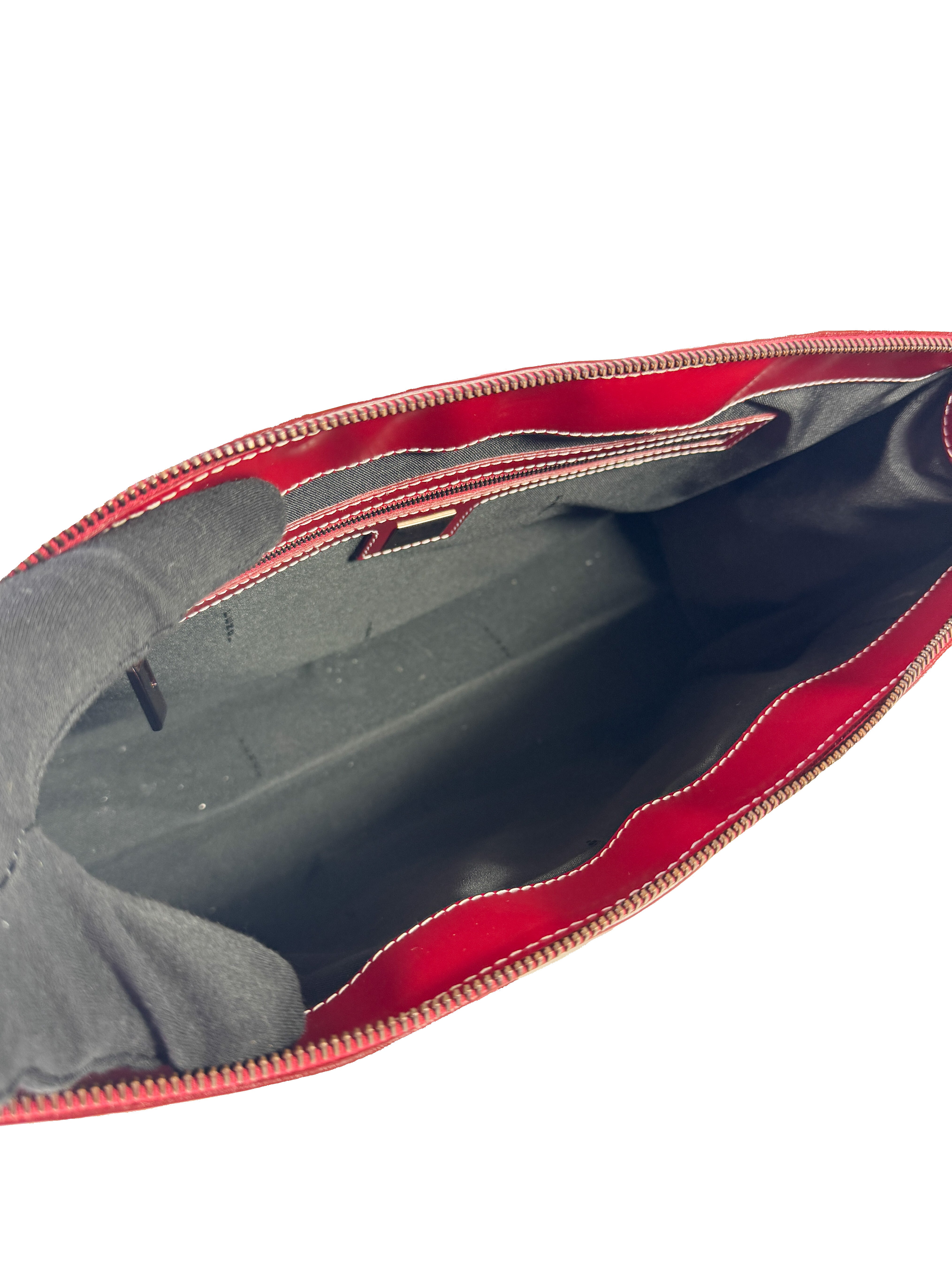 Fendi red leather zip top tote 22110 88N031 019